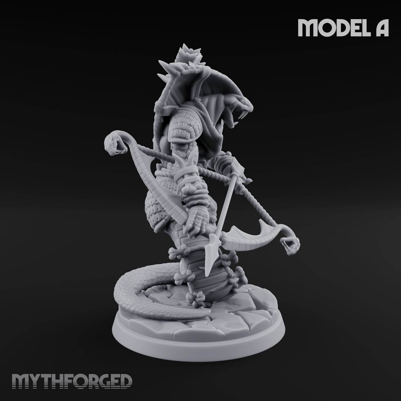 Spear Thrust Snarling Naga Warrior A Miniature for Dungeons and Dragons, Pathfinder or other TTRPGs