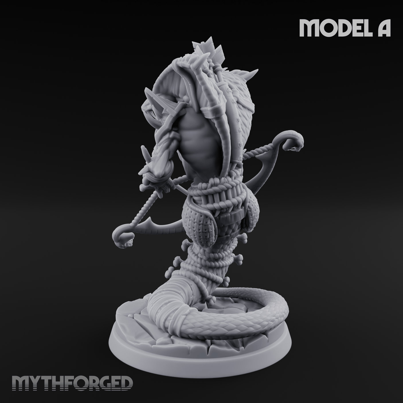 Spear Thrust Snarling Naga Warrior A Miniature for Dungeons and Dragons, Pathfinder or other TTRPGs