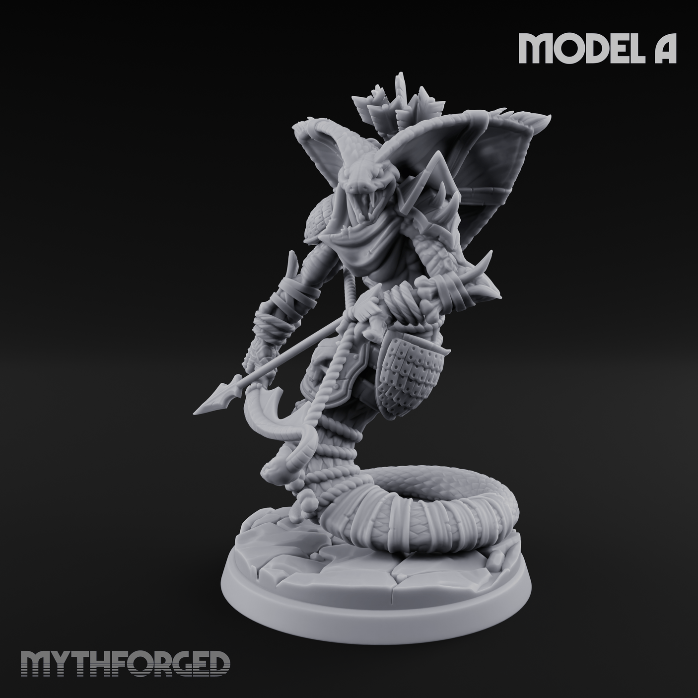 Spear Thrust Snarling Naga Warrior A Miniature for Dungeons and Dragons, Pathfinder or other TTRPGs