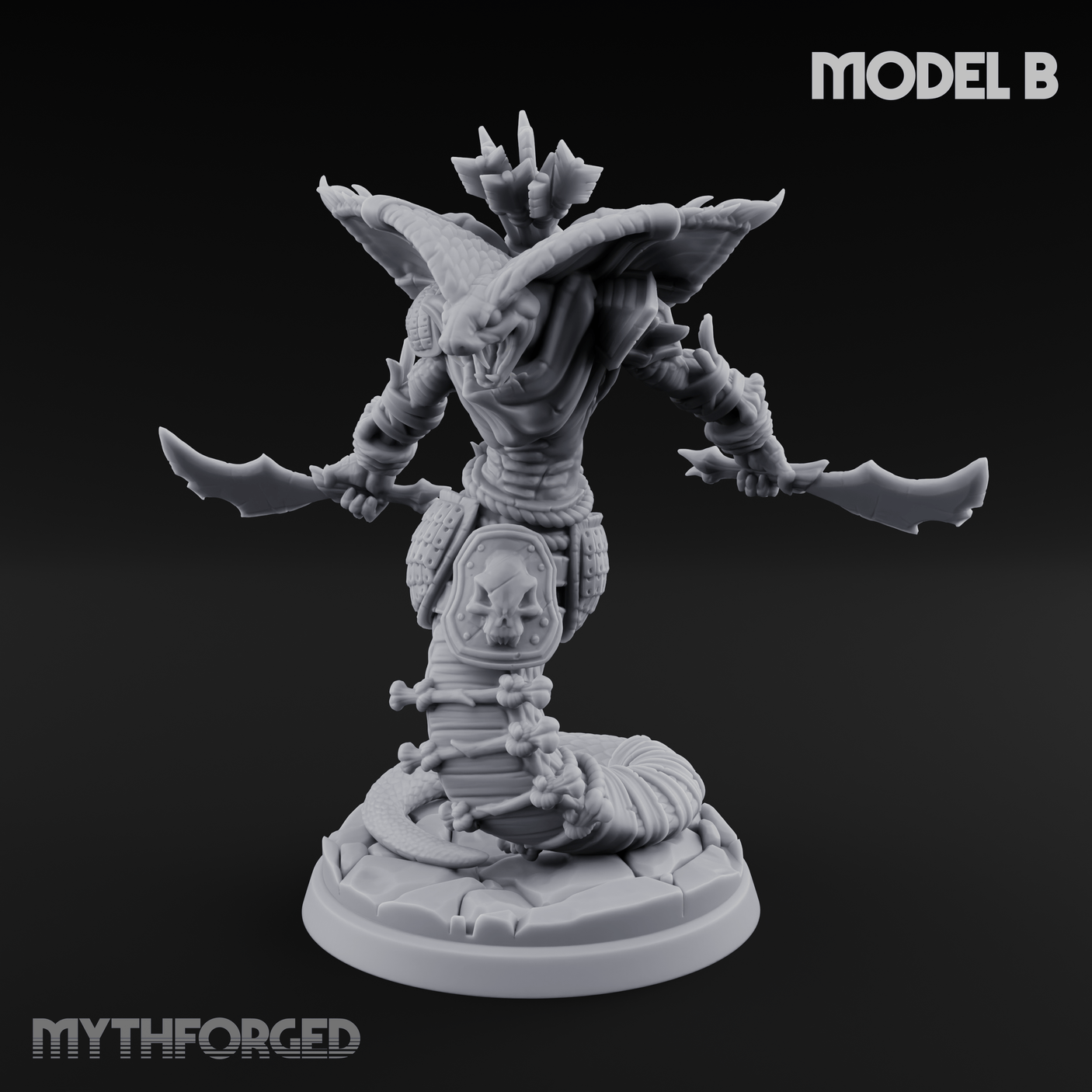 Spear Thrust Snarling Naga Warrior Miniature for Dungeons and Dragons, Pathfinder or other TTRPGs