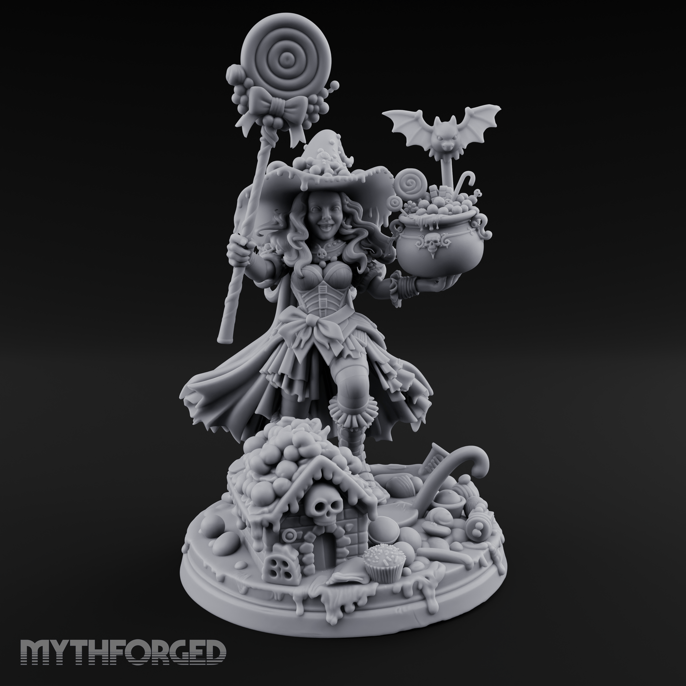 Grinning Candy Conjurer Enchantress Miniature for Dungeons and Dragons, Pathfinder or other TTRPGs