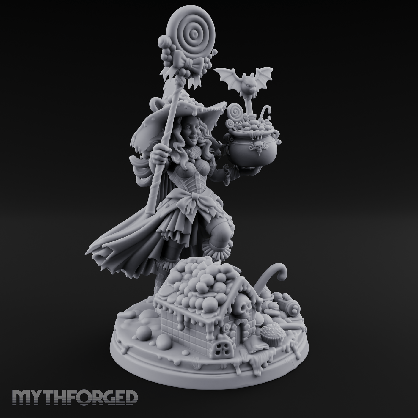 Grinning Candy Conjurer Enchantress Miniature for Dungeons and Dragons, Pathfinder or other TTRPGs