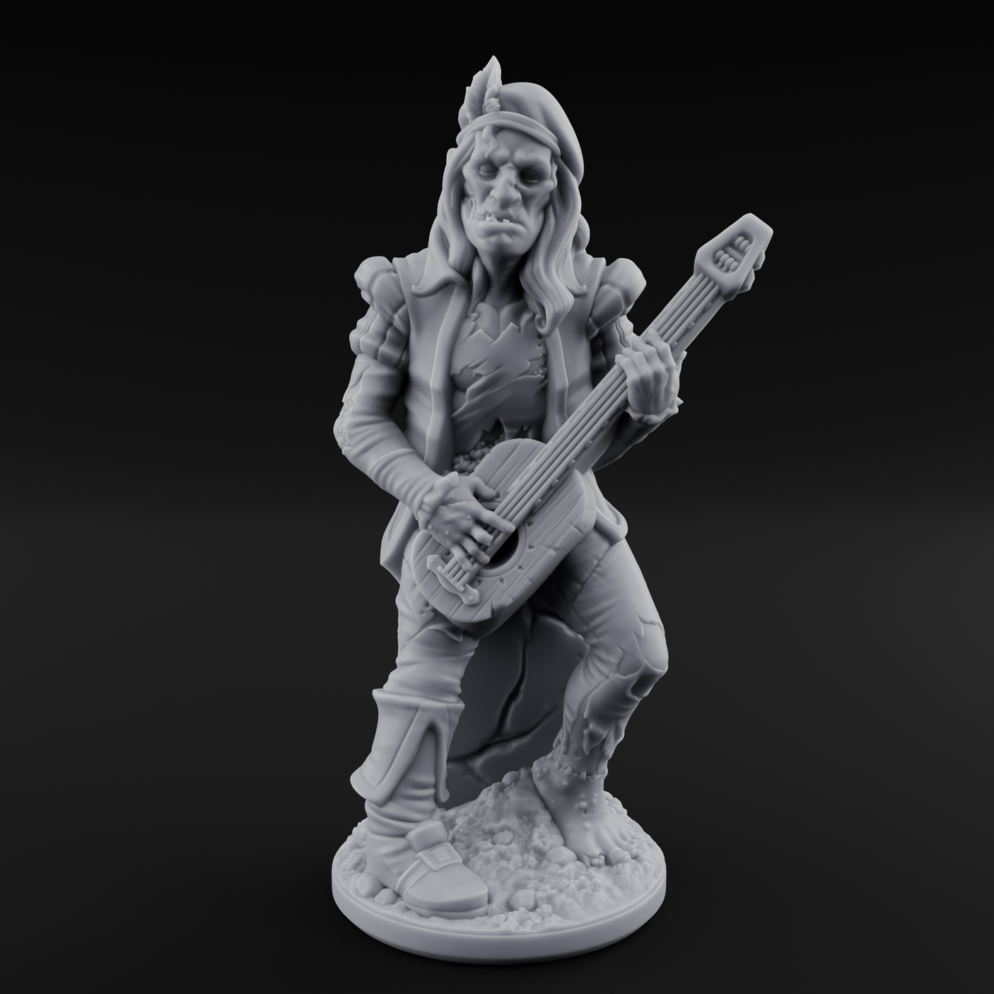 Still Strumming Zombie Bard Miniature for Dungeons and Dragons, Pathfinder or other TTRPGs