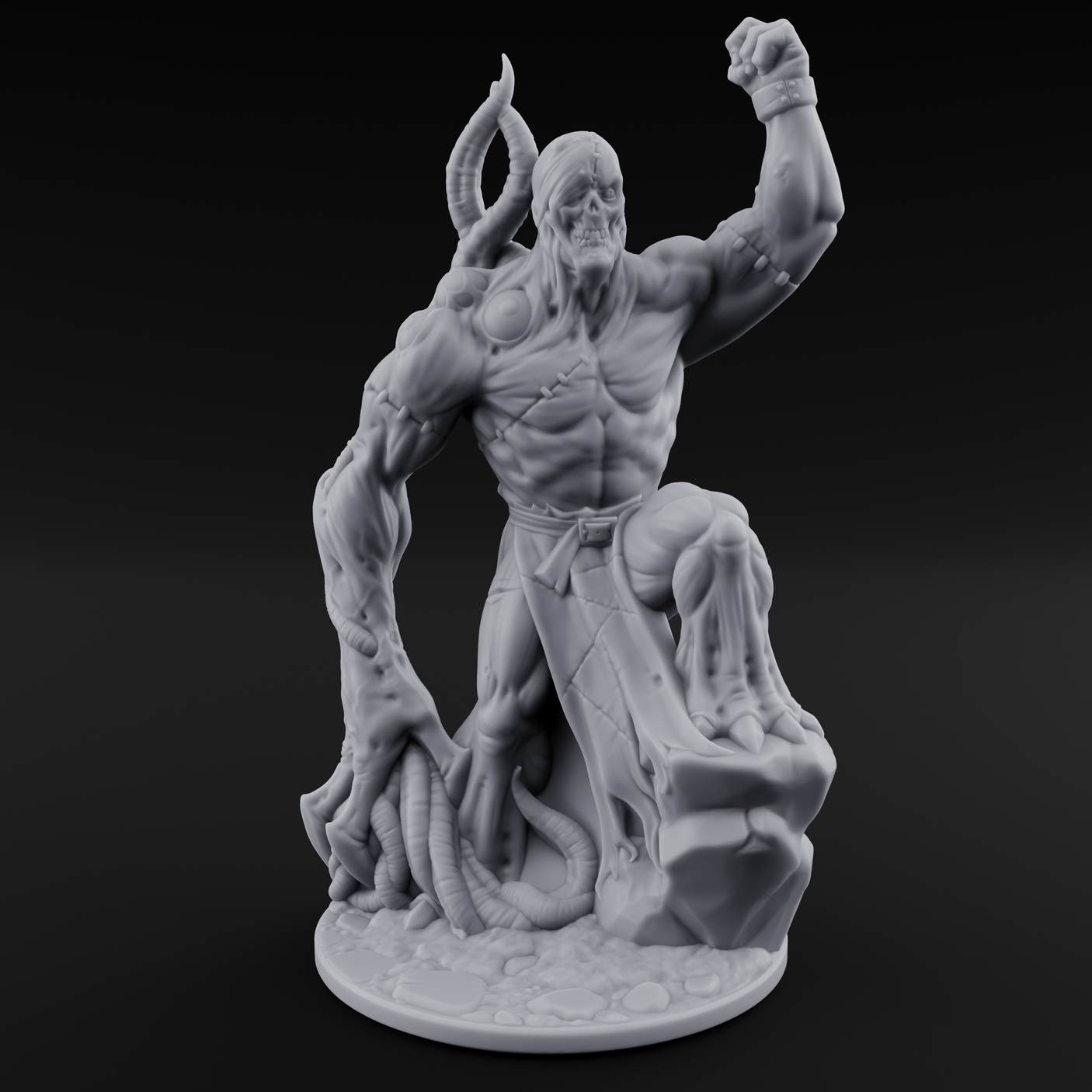 Fist Pumping Zombie Tyrant Miniature for Dungeons and Dragons, Pathfinder or other TTRPGs
