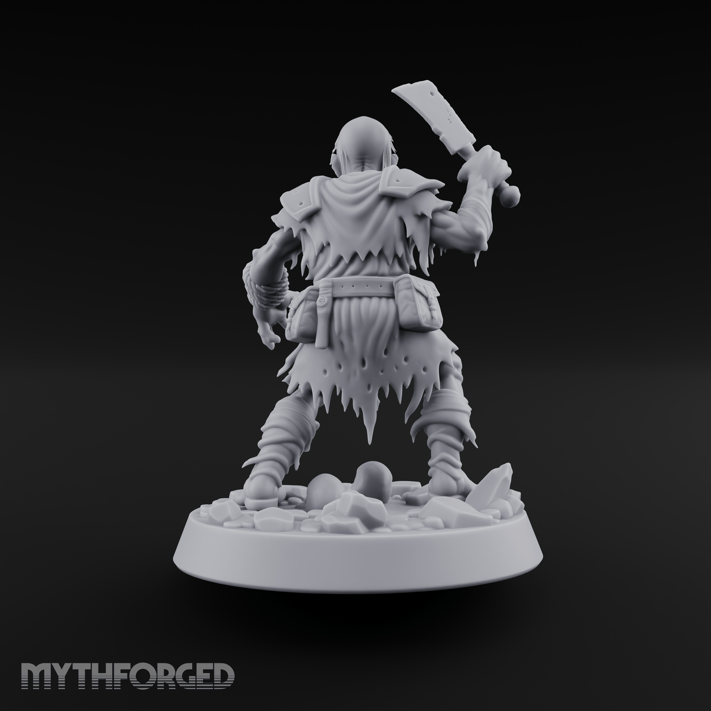 Cleaver Raised Hungry Zombie Brute Miniature for Dungeons and Dragons, Pathfinder or other TTRPGs