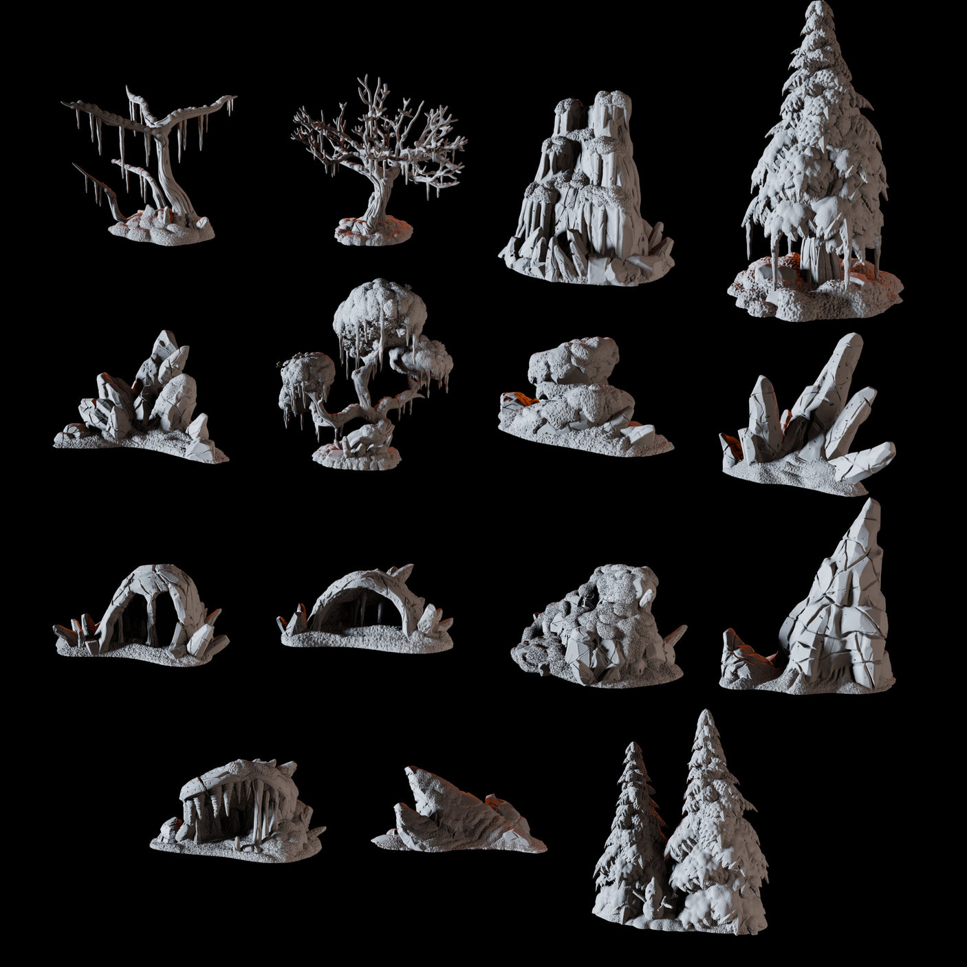 15 Arctic Scatter Terrain Pieces Miniature for Dungeons and Dragons, Pathfinder or other TTRPGs