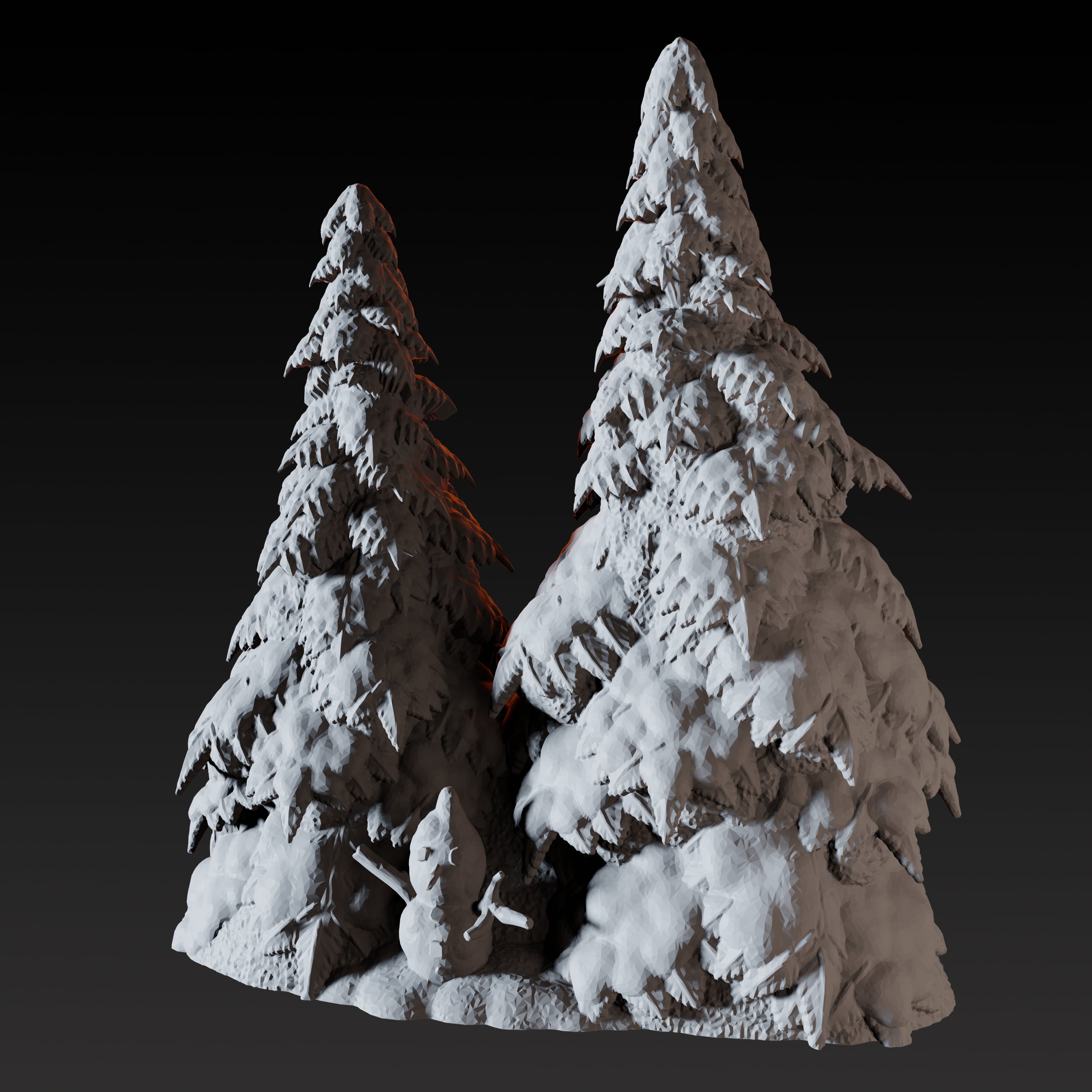 Snowy Pine with Snowman - Arctic Scatter Terrain Miniature for Dungeons and Dragons - Myth Forged