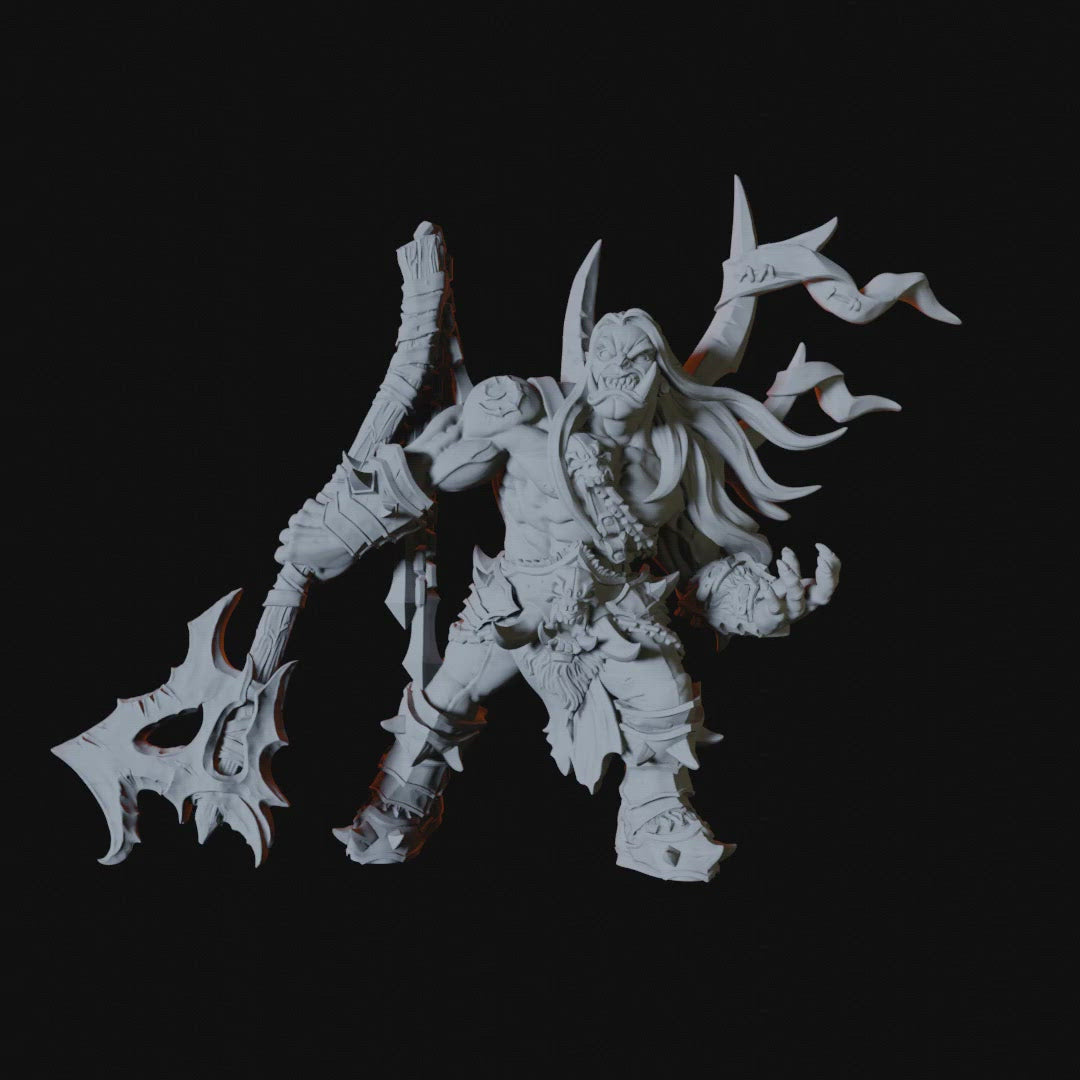 Orc Warchief Miniature for Dungeons and Dragons - Myth Forged