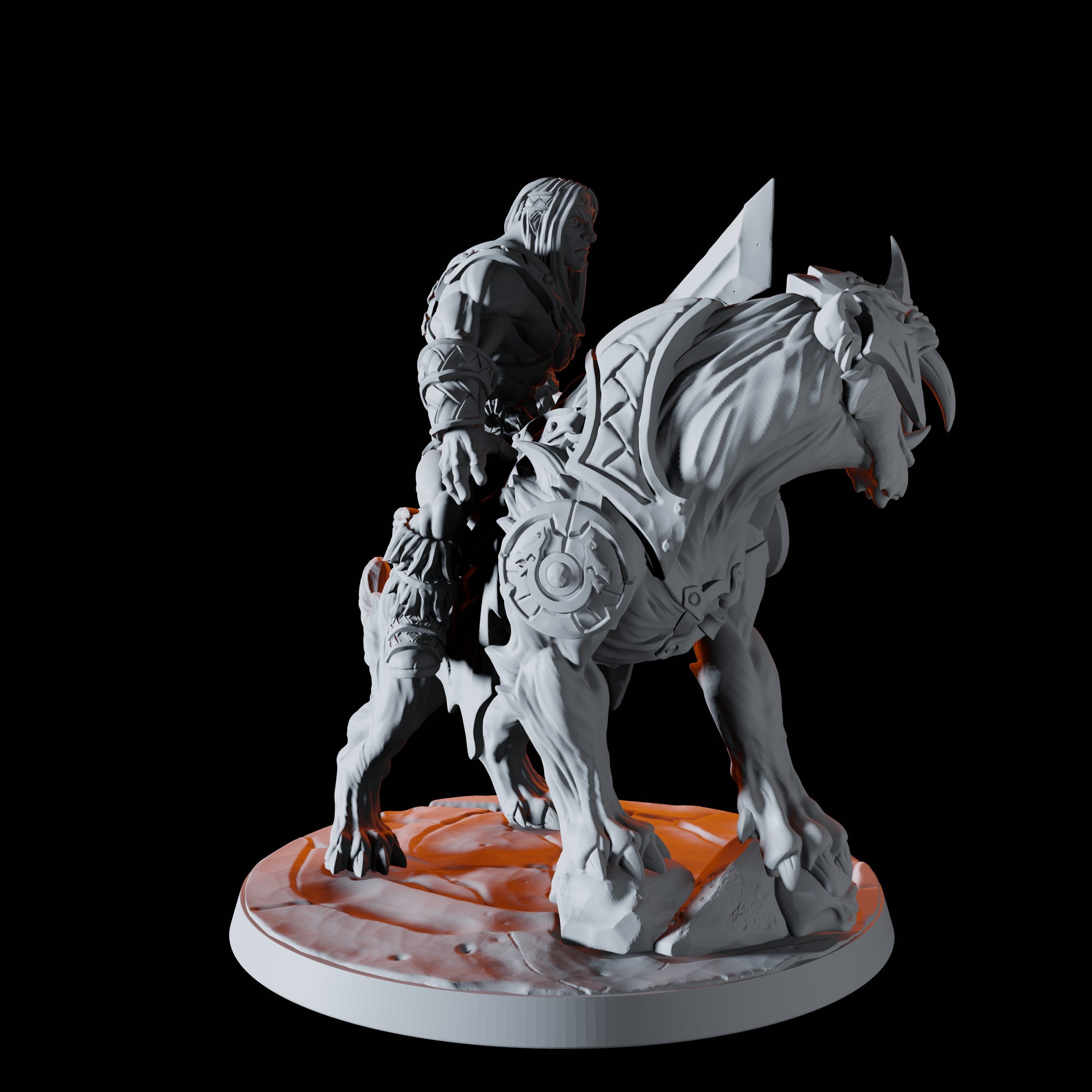 Barbarian on Sabre-Toothed Tiger Miniature B for Dungeons and Dragons - Myth Forged