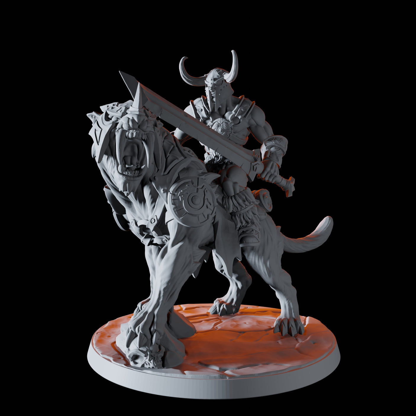 Barbarian on Sabre-Toothed Tiger A Miniature for Dungeons and Dragons, Pathfinder or other TTRPGs