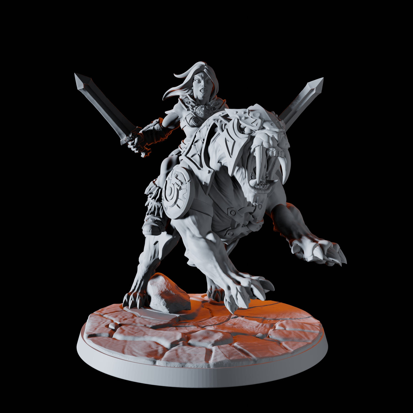 Barbarian on Sabre-Toothed Tiger C Miniature for Dungeons and Dragons, Pathfinder or other TTRPGs