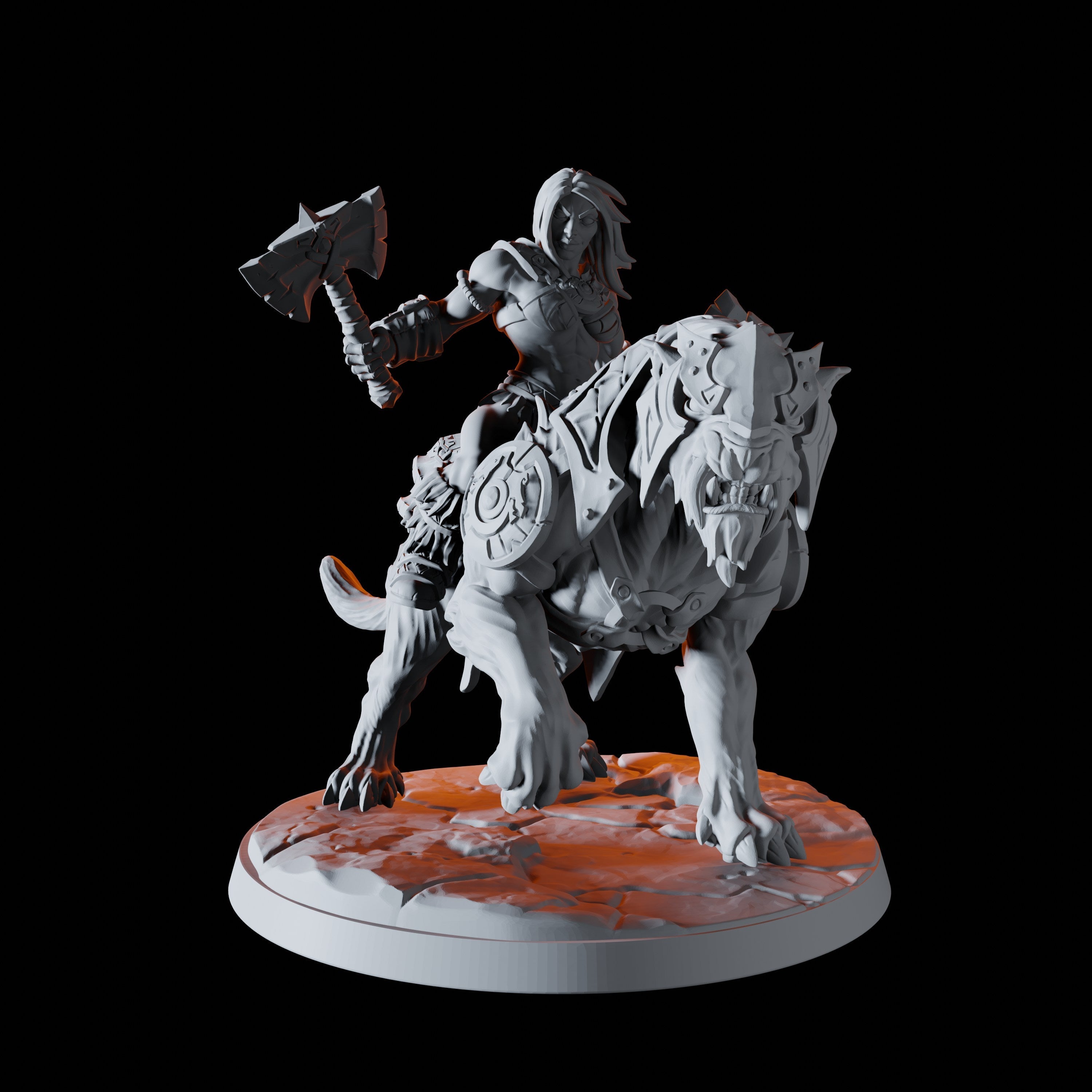 Barbarian on Sabre-Toothed Tiger Miniature for Dungeons and Dragons - Myth Forged