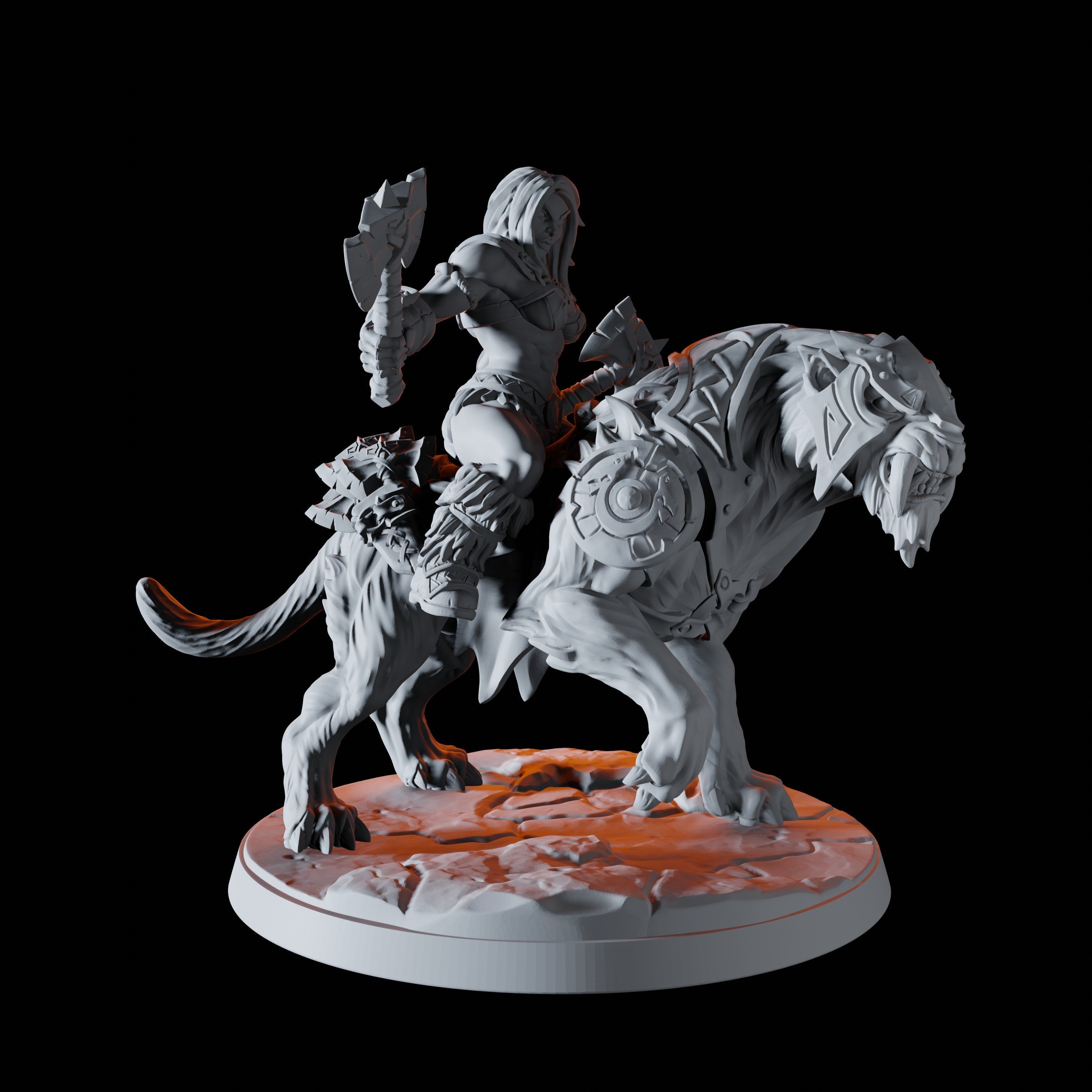 Barbarian on Sabre-Toothed Tiger Miniature for Dungeons and Dragons - Myth Forged