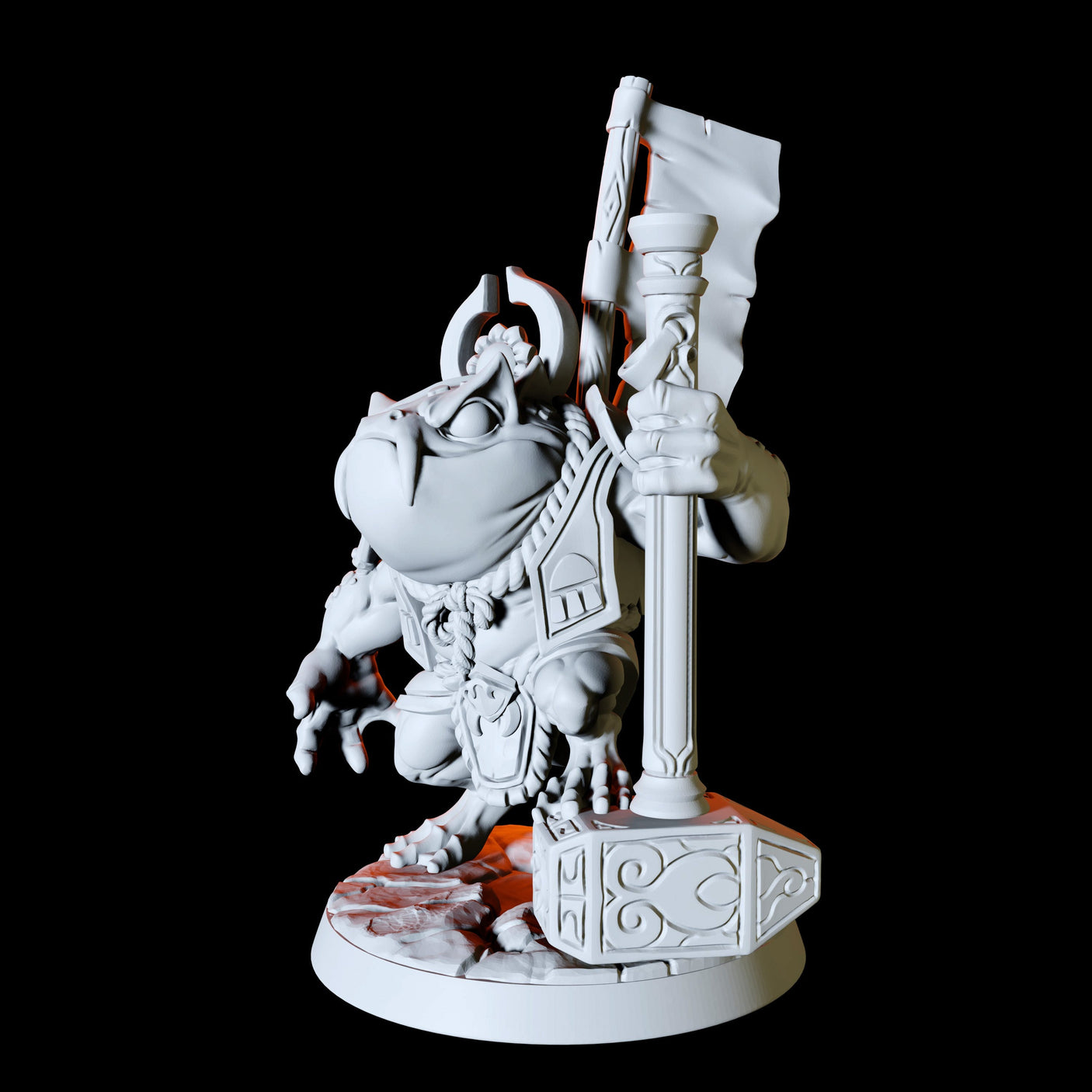 Bullywug with a hammer Miniature for Dungeons and Dragons, Pathfinder or other TTRPGs