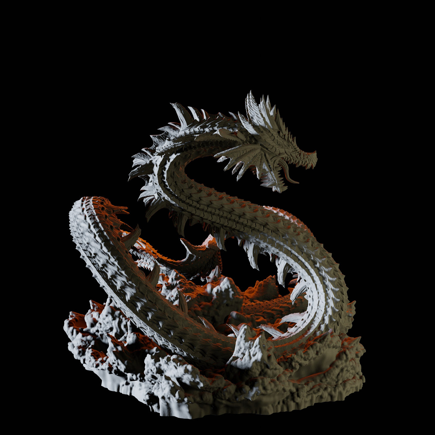 Coiled Leviathan Miniature for Dungeons and Dragons, Pathfinder or other TTRPGs