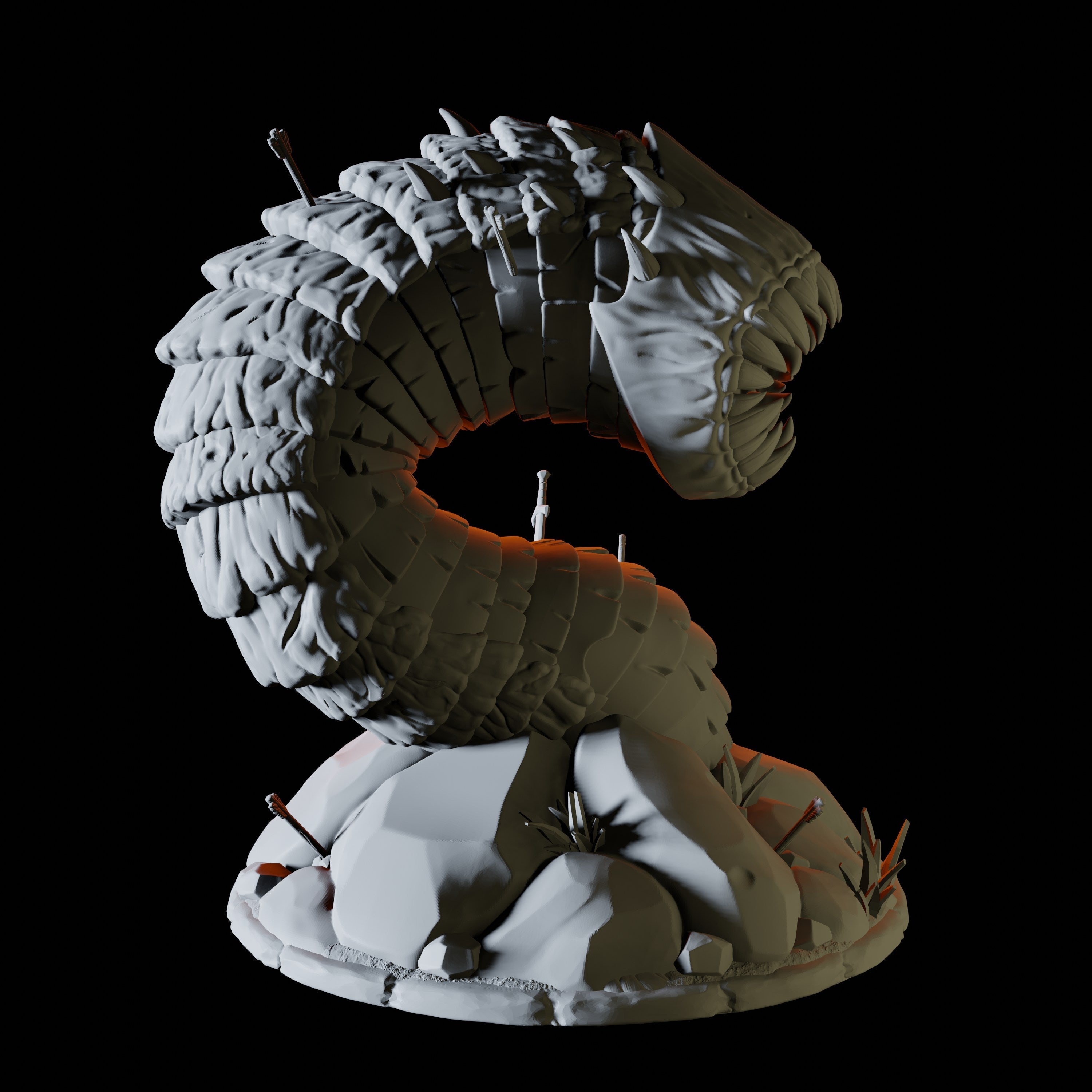 Purple Worm Miniature for Dungeons and Dragons - Myth Forged