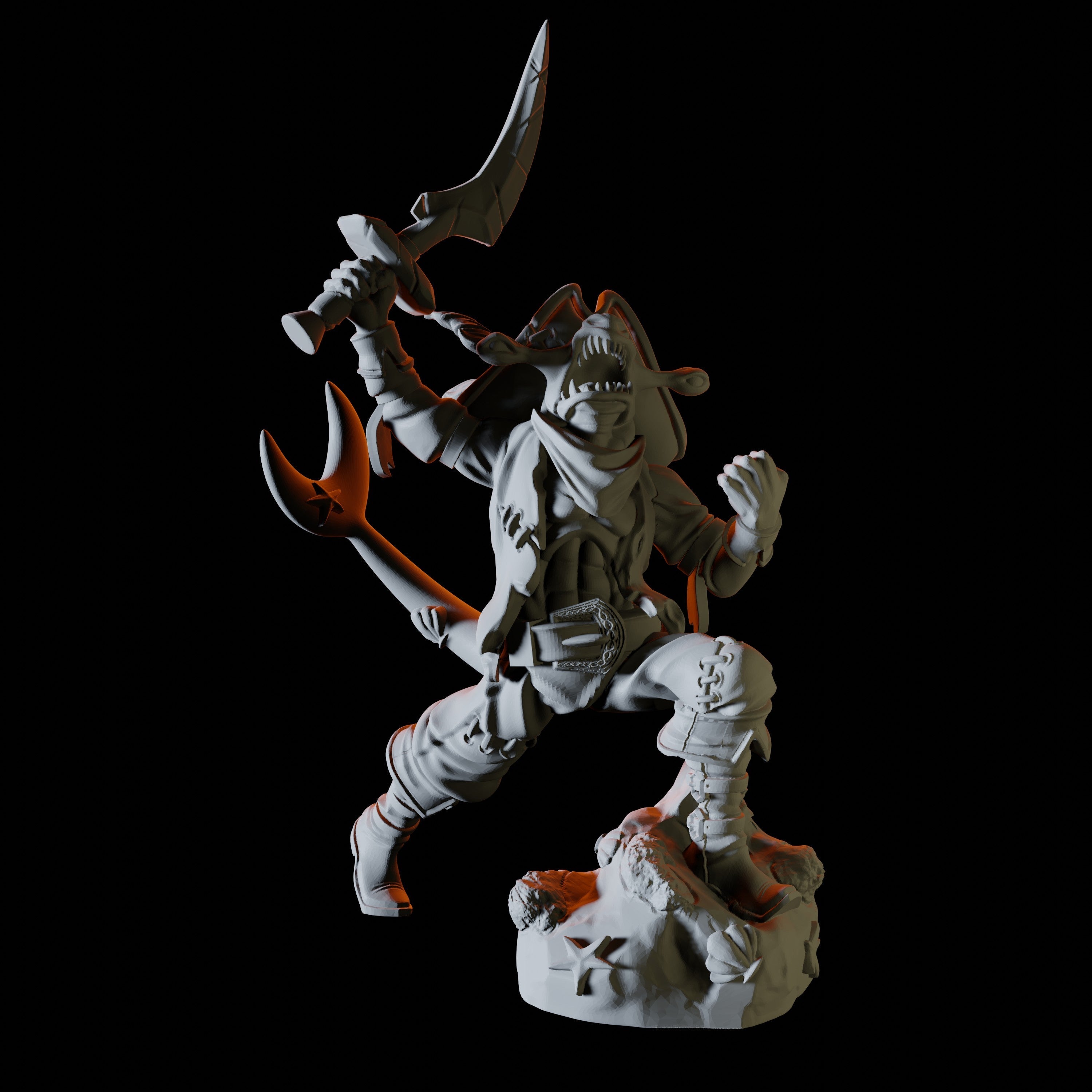 Cursed Pirate Crew Shark Miniature for Dungeons and Dragons - Myth Forged