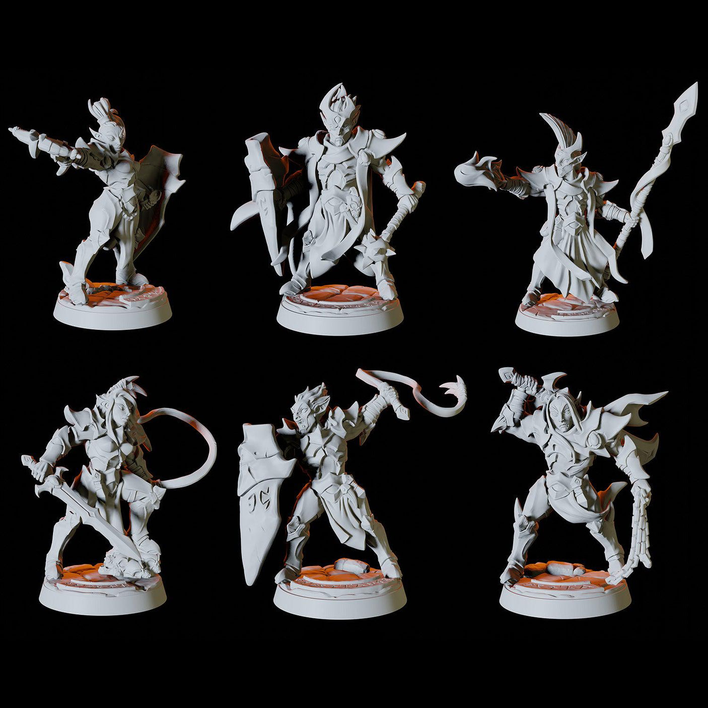 Drow Army - Six Soldiers Miniature for Dungeons and Dragons, Pathfinder or other TTRPGs
