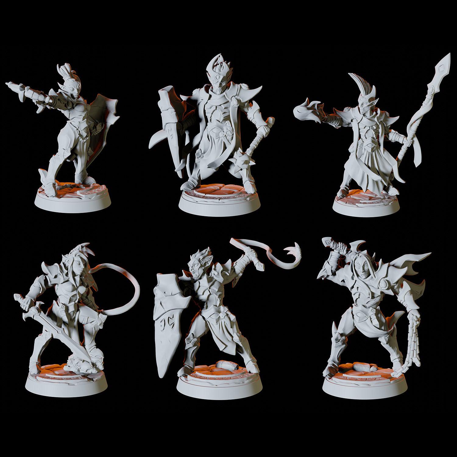 Drow or Elf Army - Six Soldier Miniatures for Dungeons and Dragons - Myth Forged