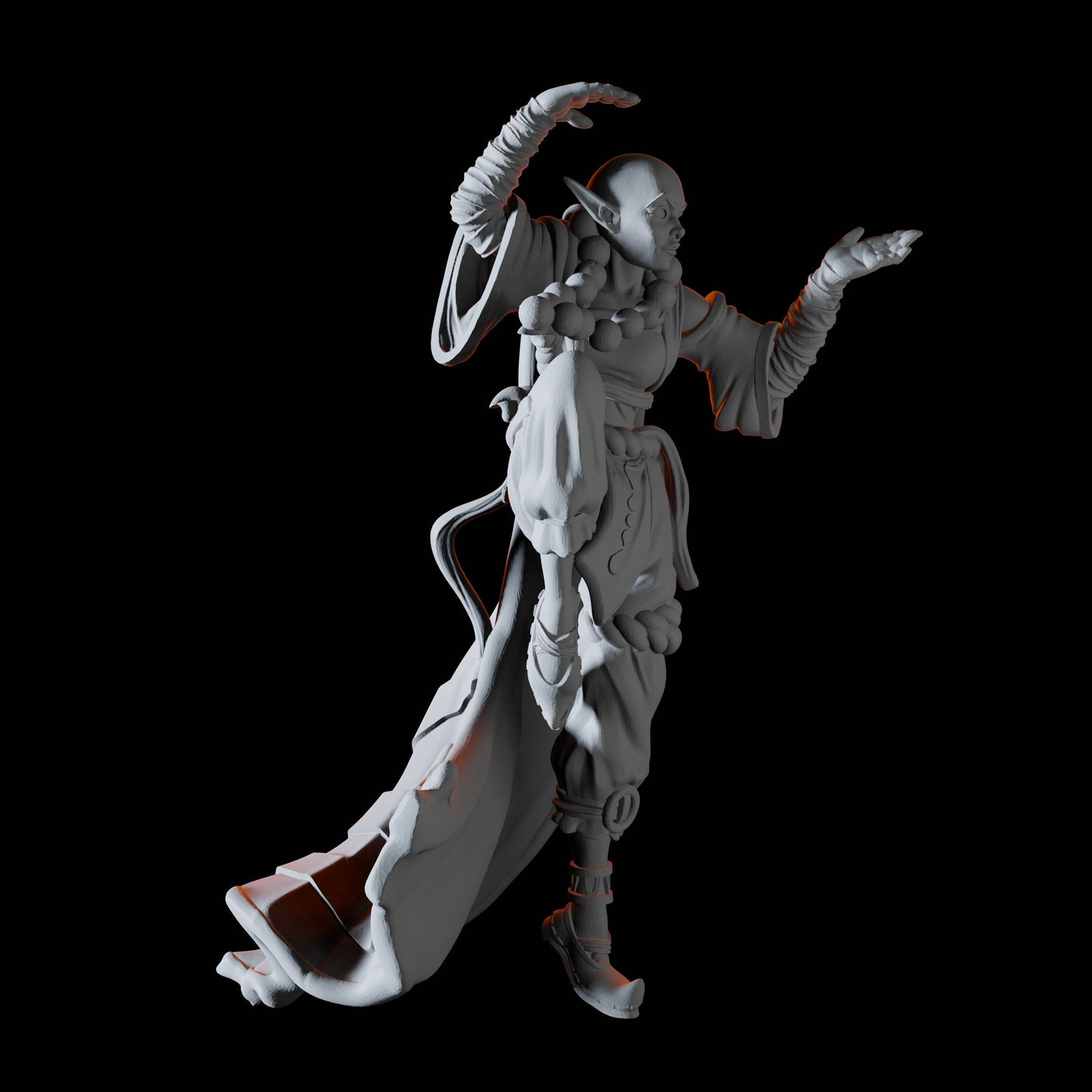Elf Monk Miniature for Dungeons and Dragons, Pathfinder or other TTRPGs