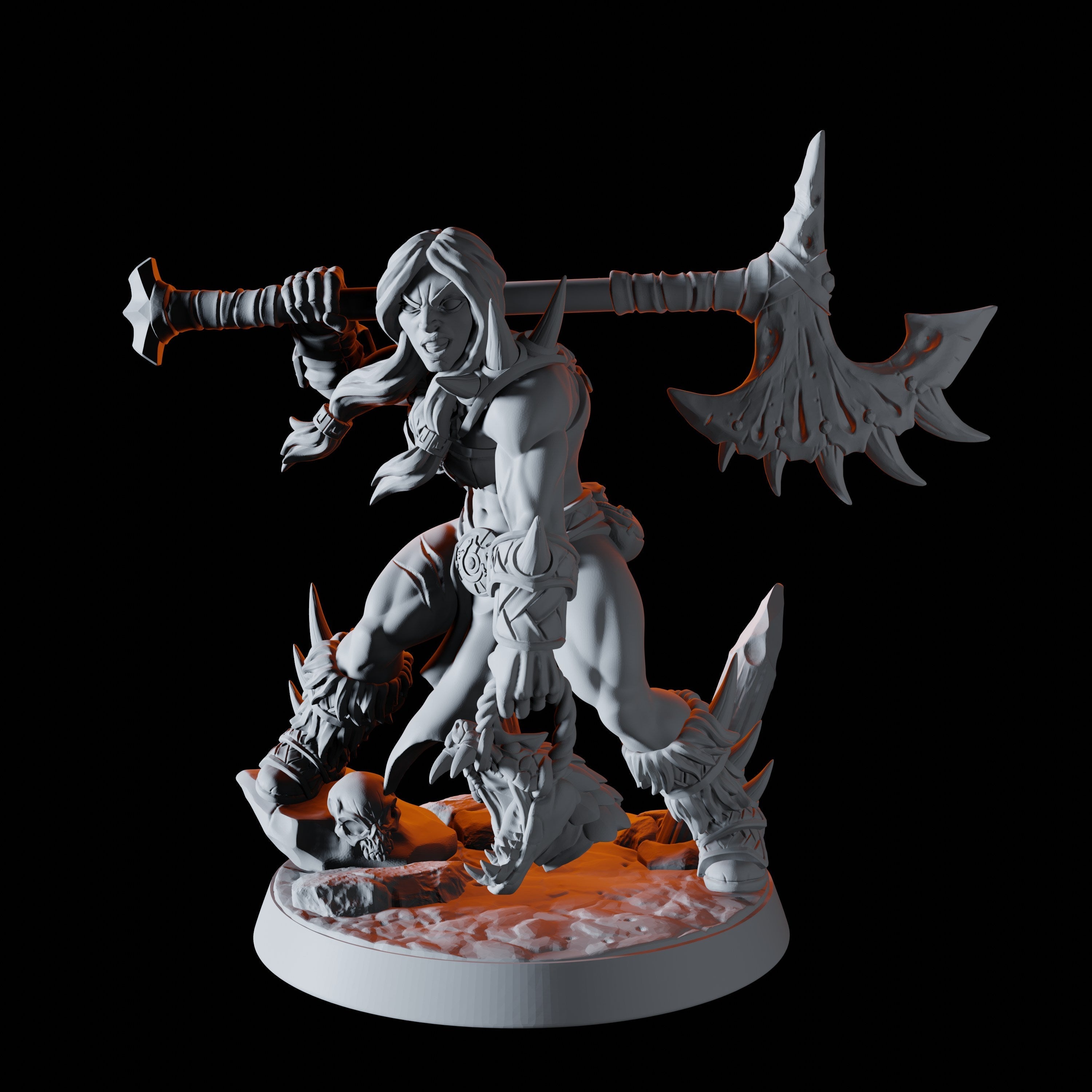 Female Barbarian Champion Miniature for Dungeons and Dragons - Myth Forged