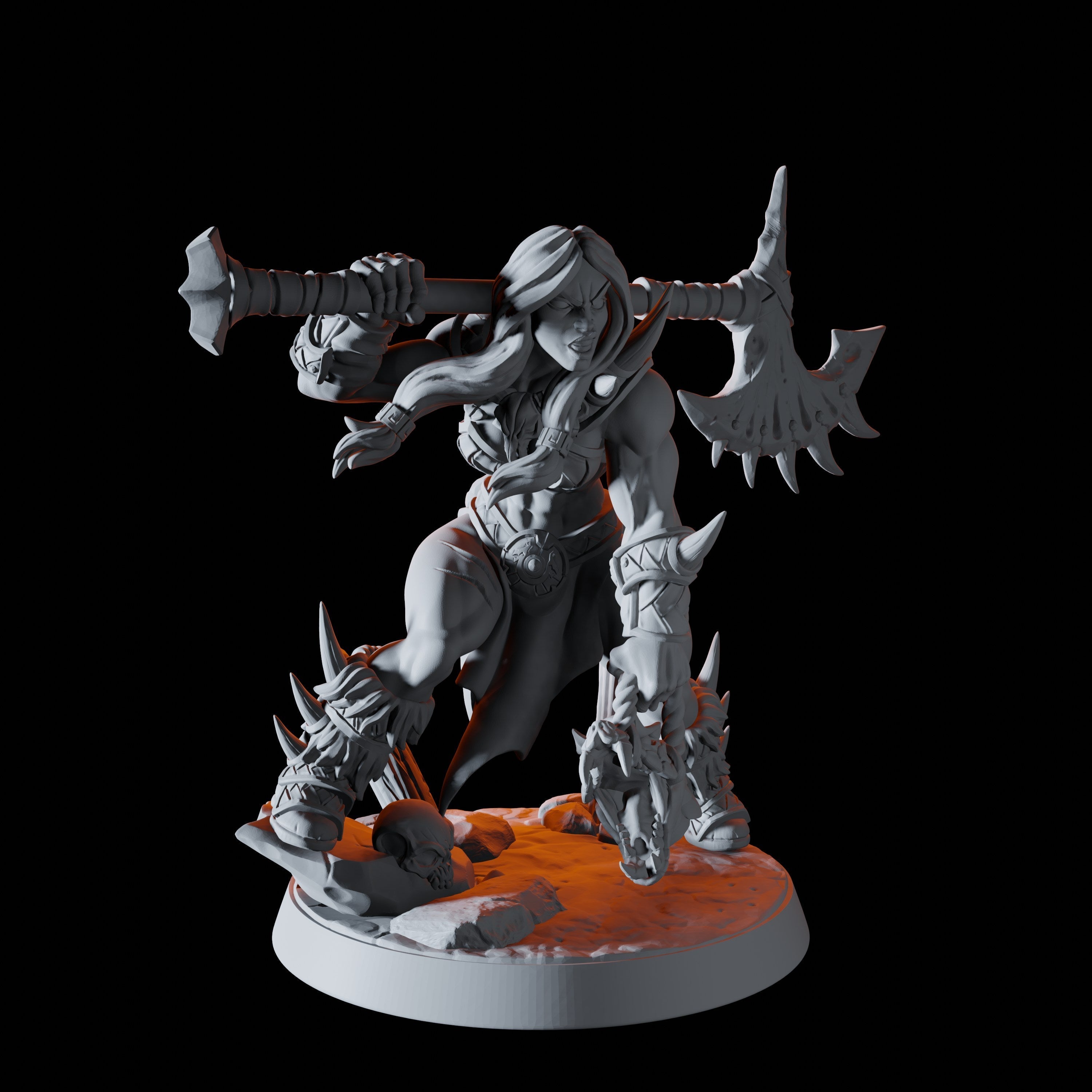 Female Barbarian Champion Miniature for Dungeons and Dragons - Myth Forged