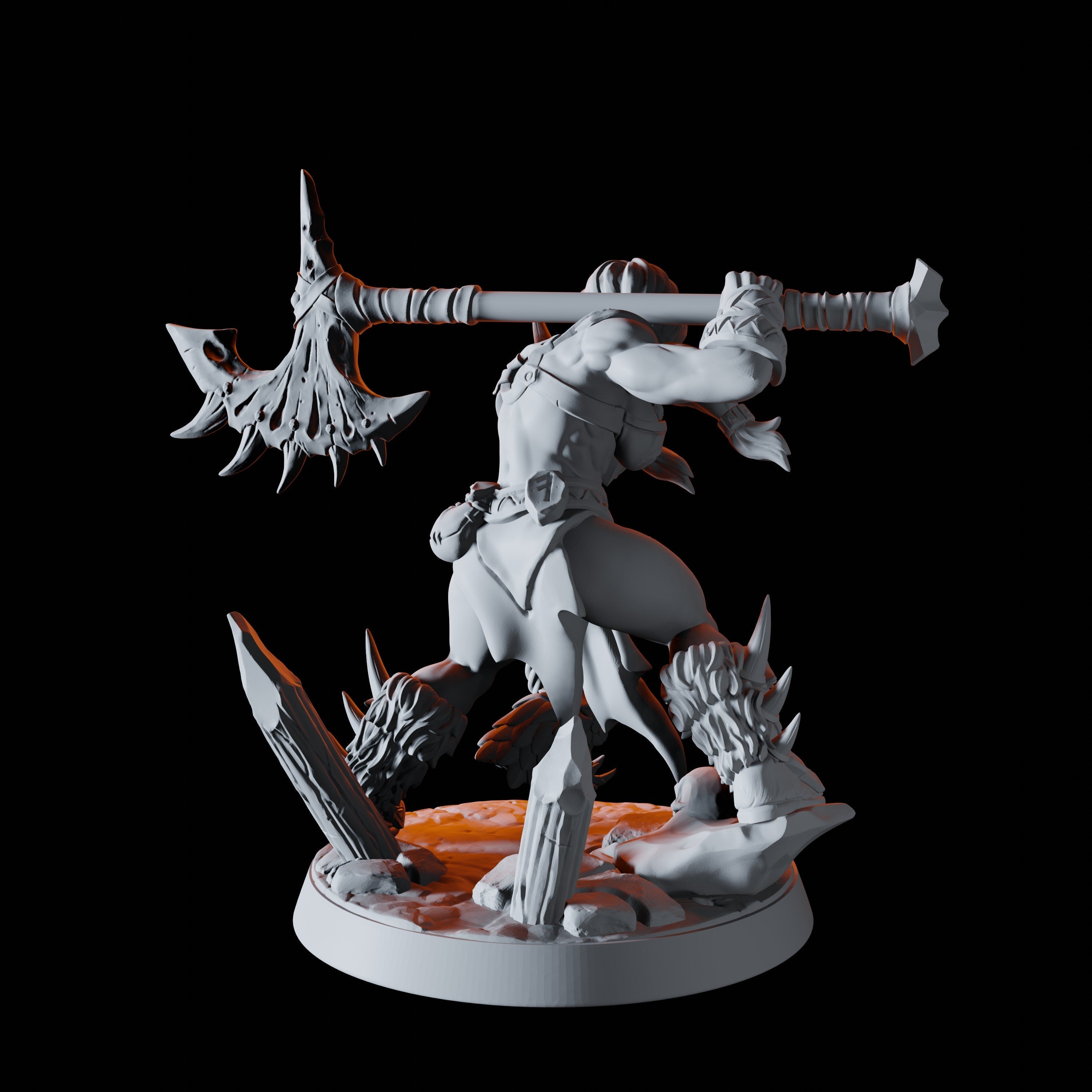 Female Barbarian Champion Miniature for Dungeons and Dragons - Myth Forged