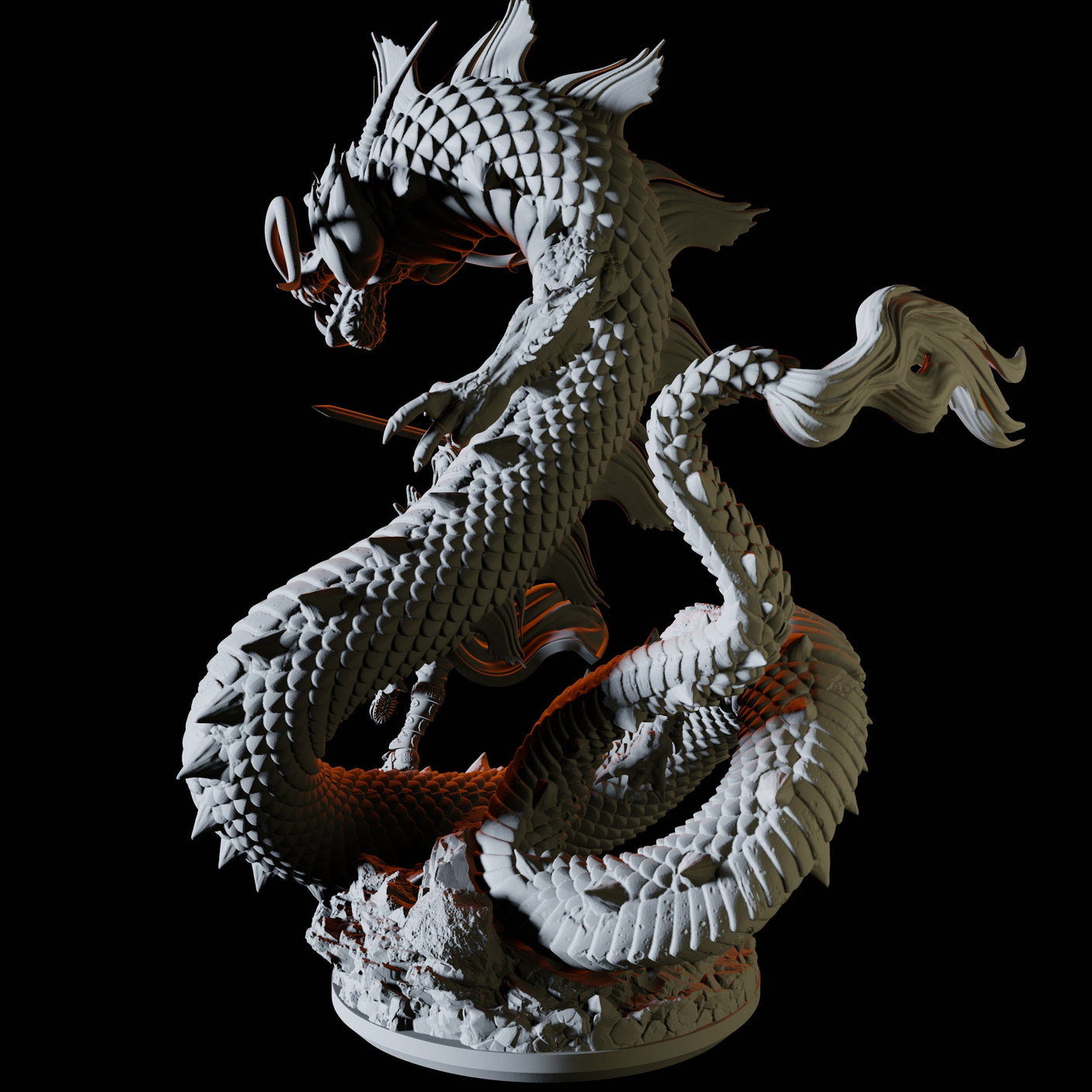 Female Fighter and Dragon Miniature for Dungeons and Dragons, Pathfinder or other TTRPGs