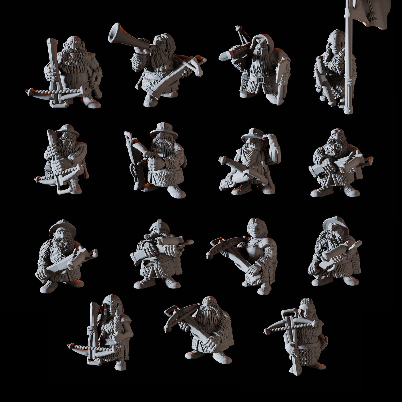 Fifteen Dwarf Crossbow Miniature for Dungeons and Dragons, Pathfinder or other TTRPGs