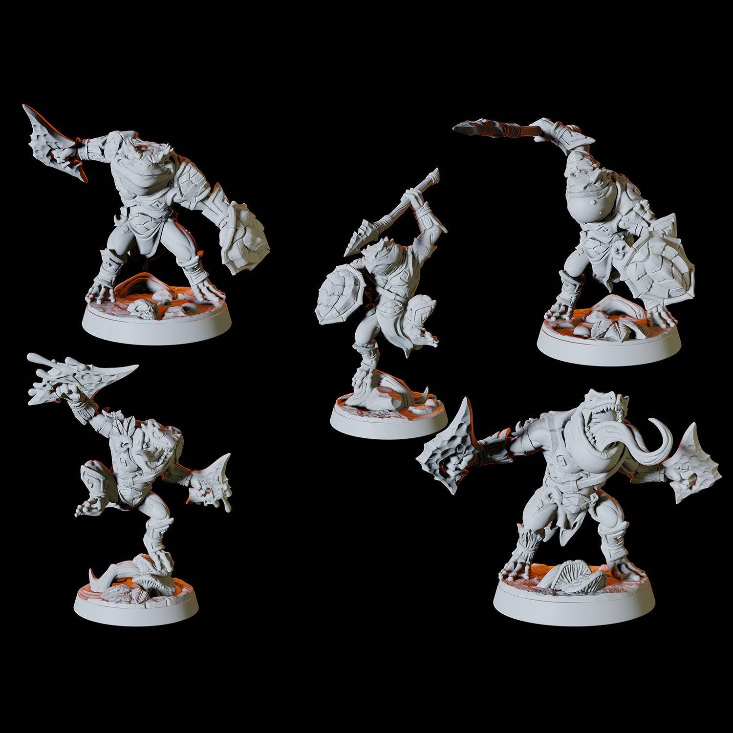 Five Bullywug Miniatures for Dungeons and Dragons - Myth Forged