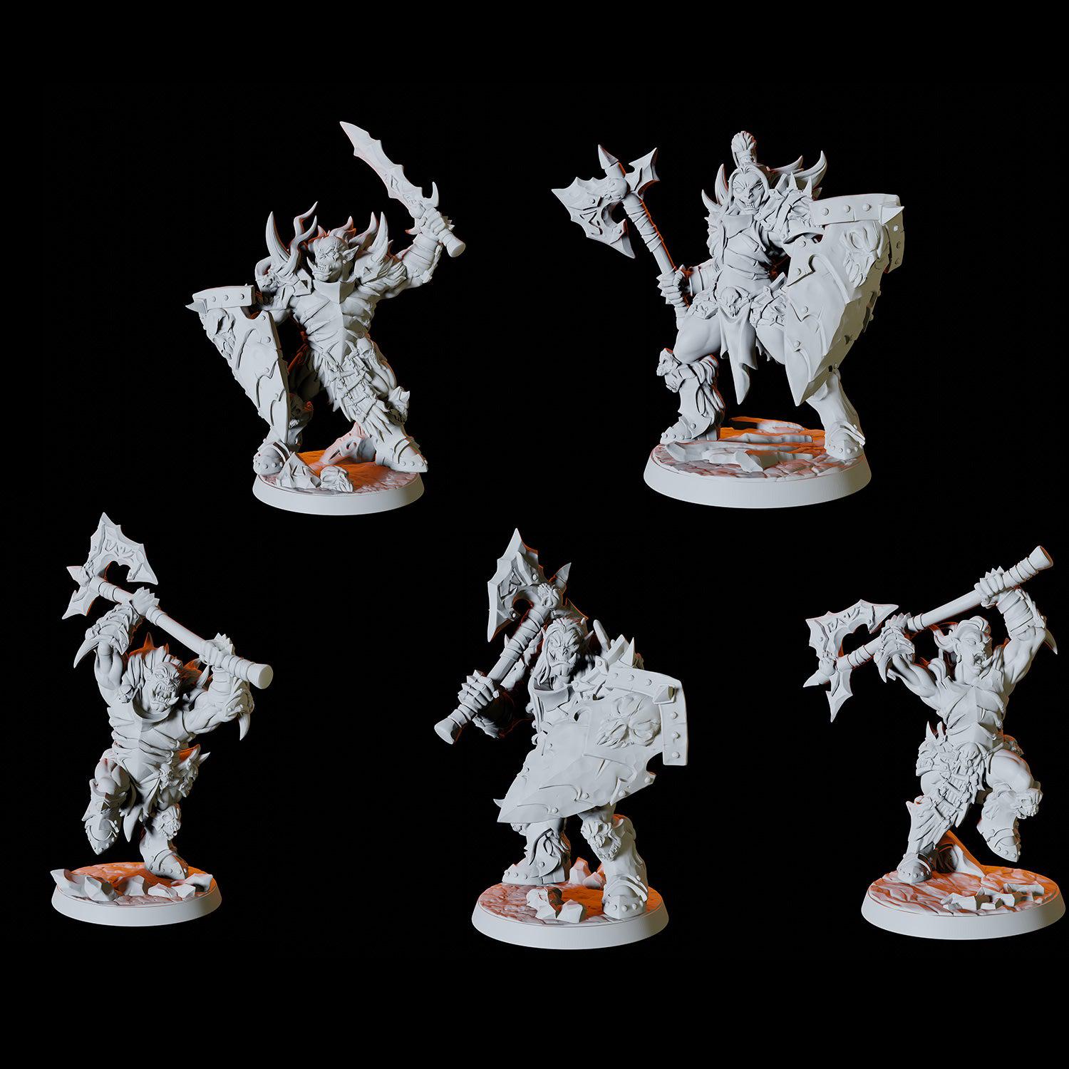 Five Frost Orc Miniatures for Dungeons and Dragons - Myth Forged