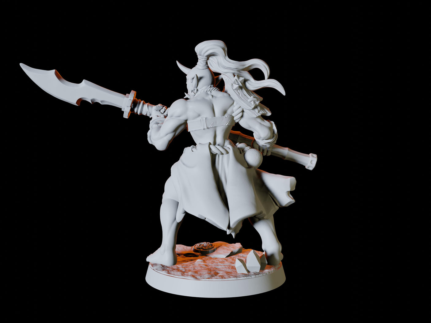 Four Japanese Inspired Orc Soldiers Miniature for Dungeons and Dragons, Pathfinder or other TTRPGs