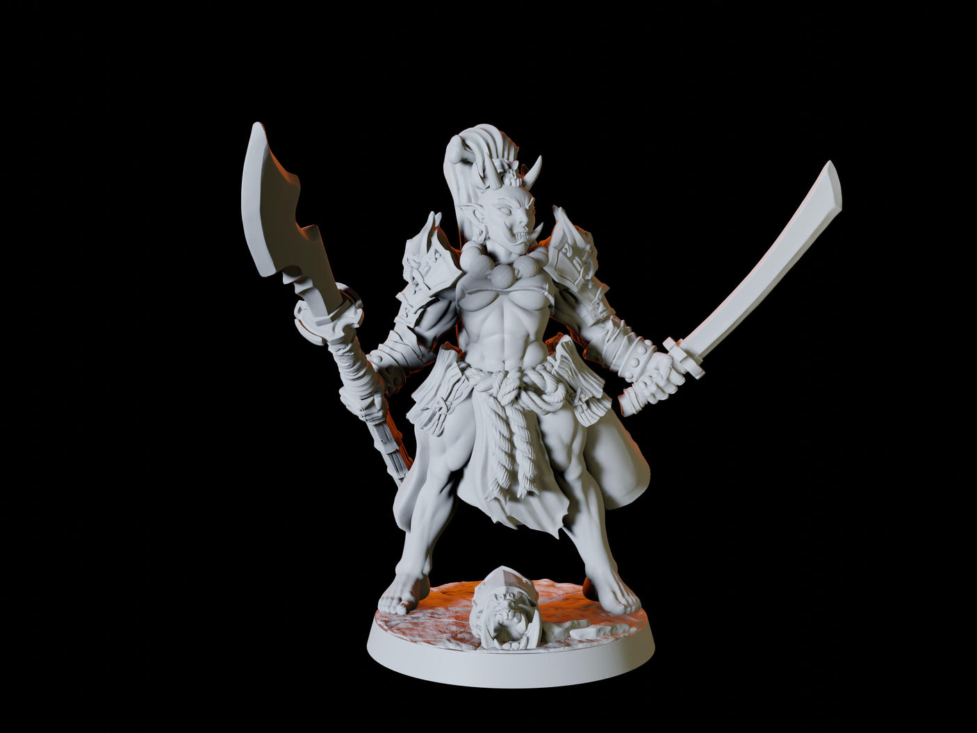 Four Japanese Inspired Orc Soldiers Miniature for Dungeons and Dragons, Pathfinder or other TTRPGs
