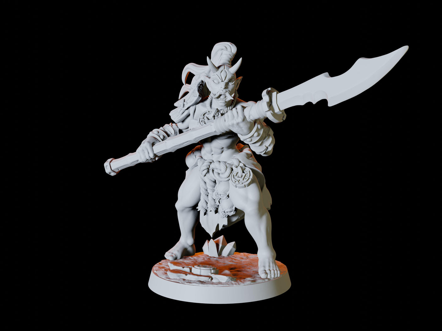 Four Japanese Inspired Orc Soldiers Miniature for Dungeons and Dragons, Pathfinder or other TTRPGs