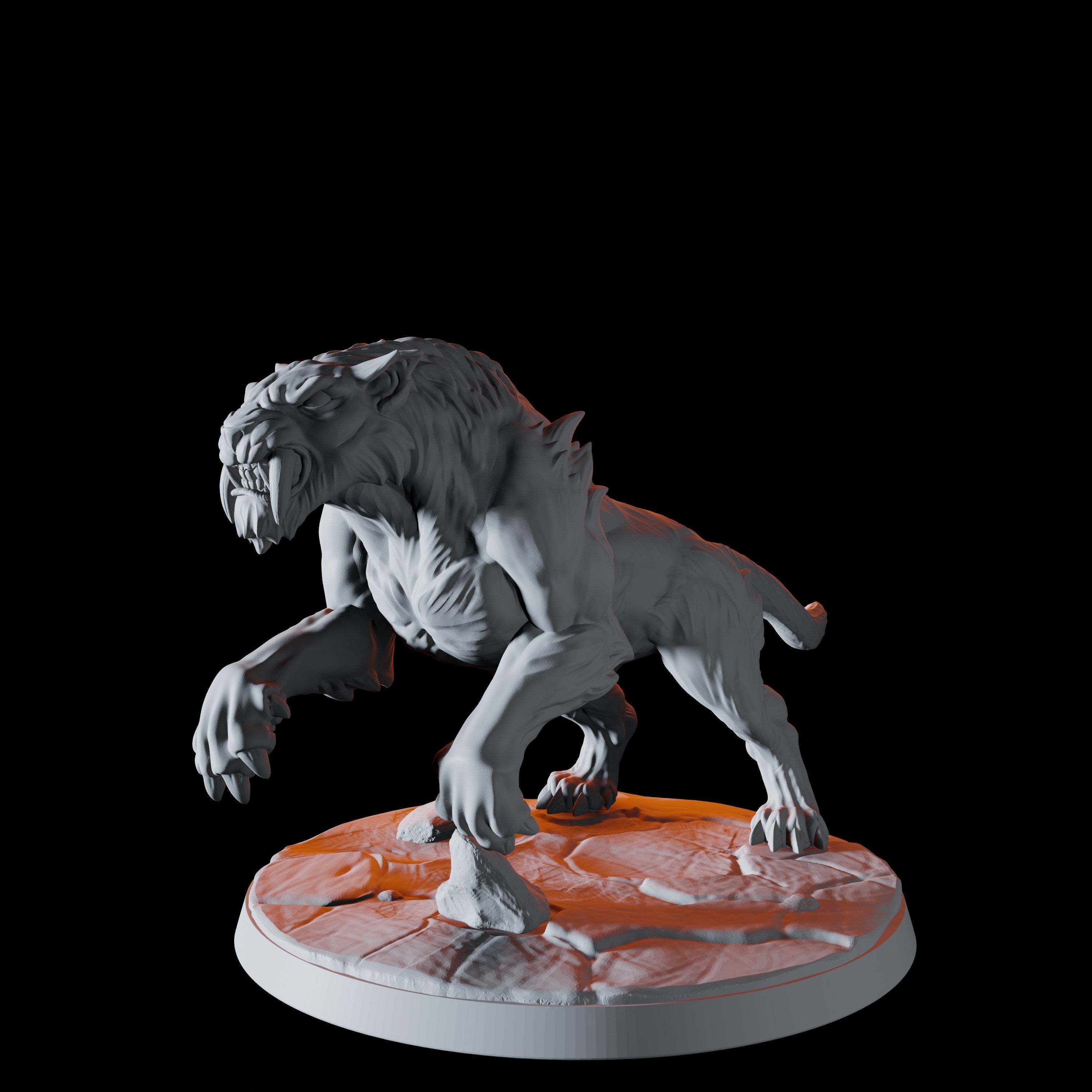 Four Sabre-Toothed Tiger Miniatures for Dungeons and Dragons - Myth Forged