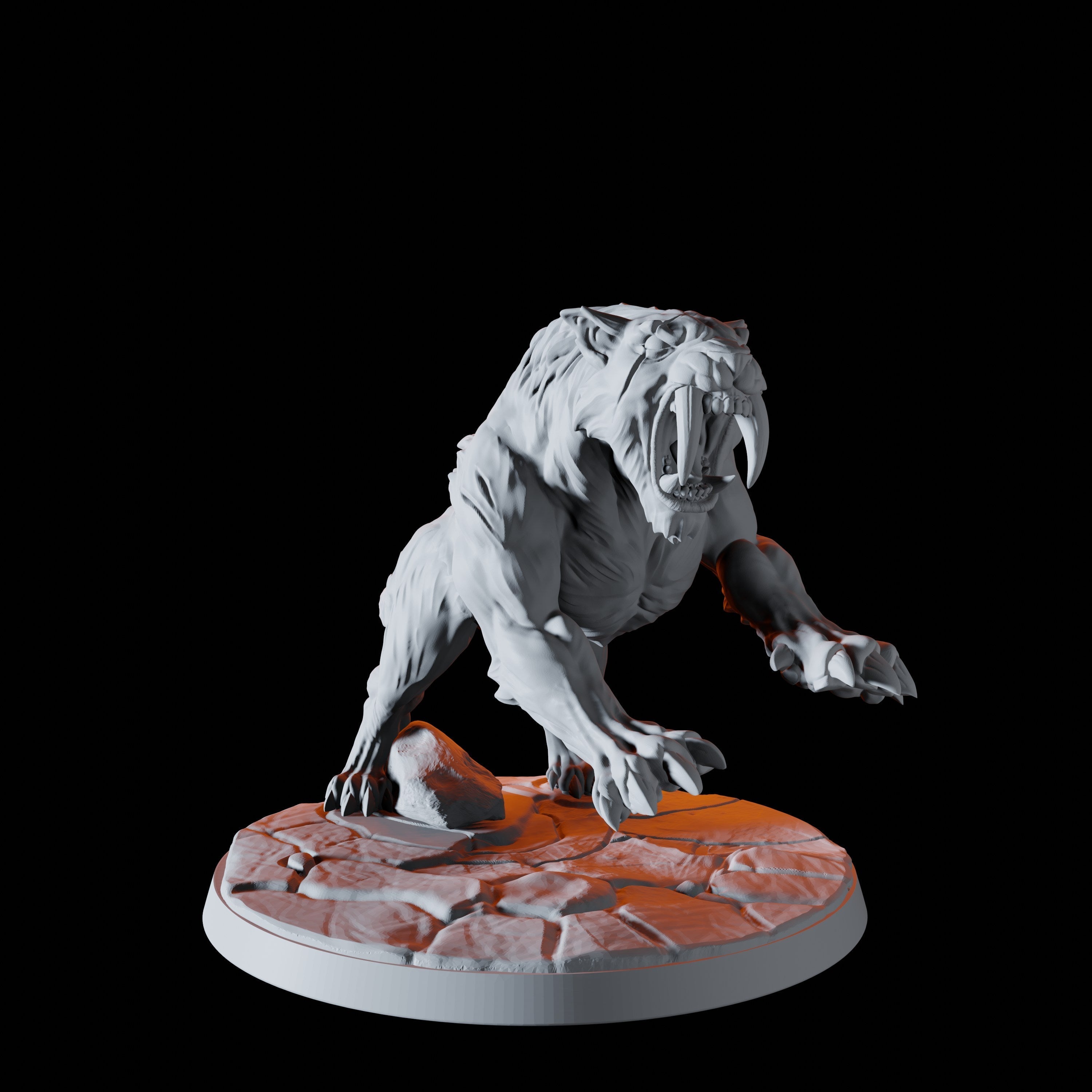 Four Sabre-Toothed Tiger Miniatures for Dungeons and Dragons - Myth Forged