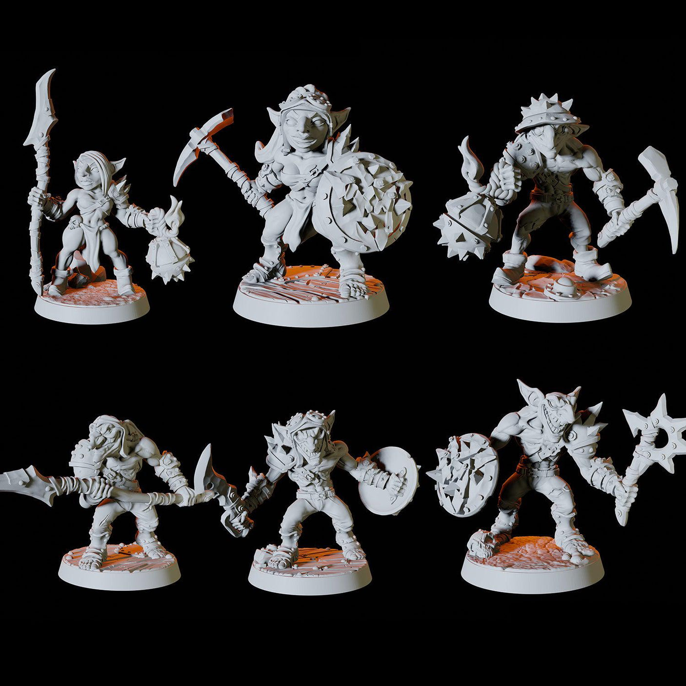 Goblin Army - Six Soldiers Miniature for Dungeons and Dragons, Pathfinder or other TTRPGs