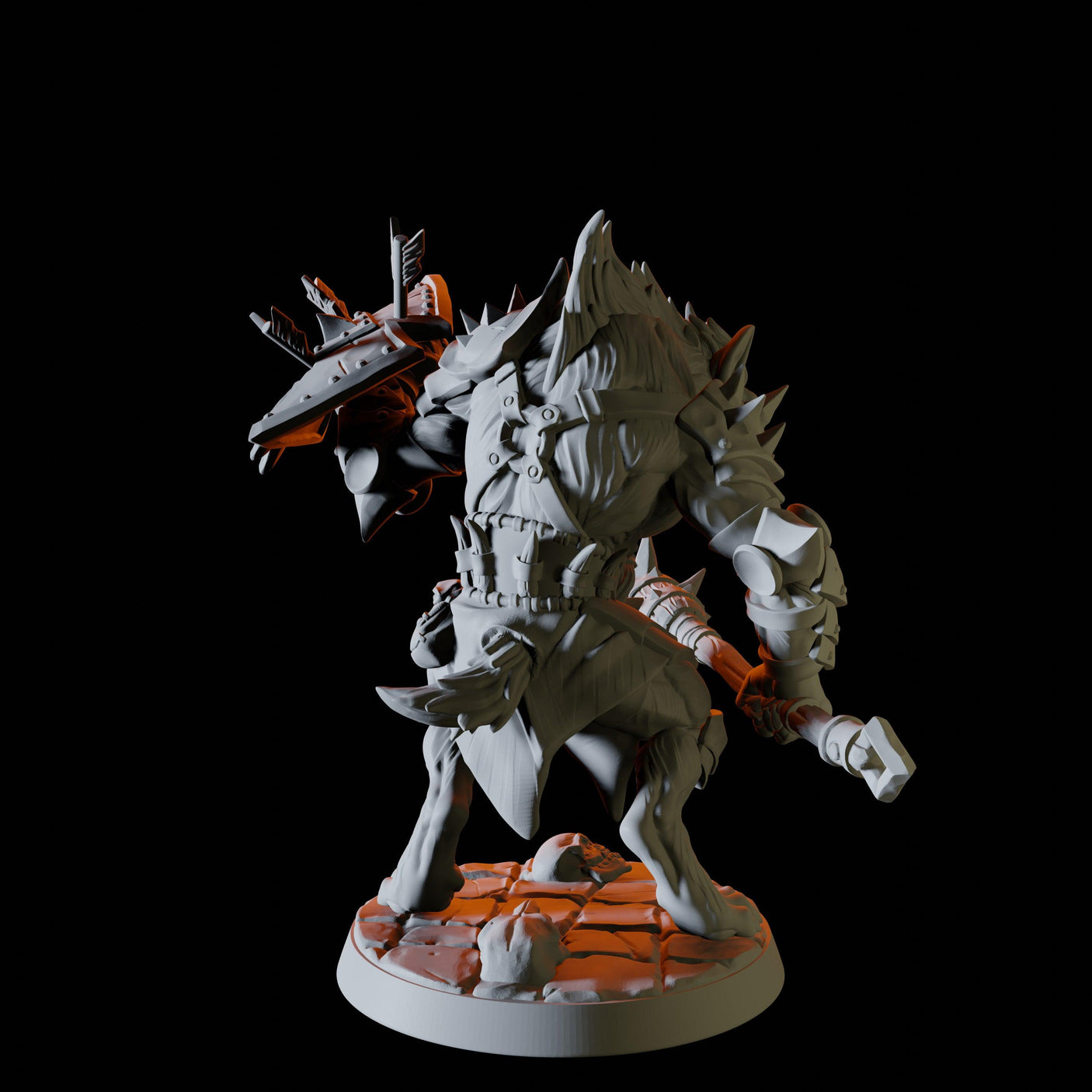 Grinning Gnoll with mace and shield Miniature for Dungeons and Dragons, Pathfinder or other TTRPGs