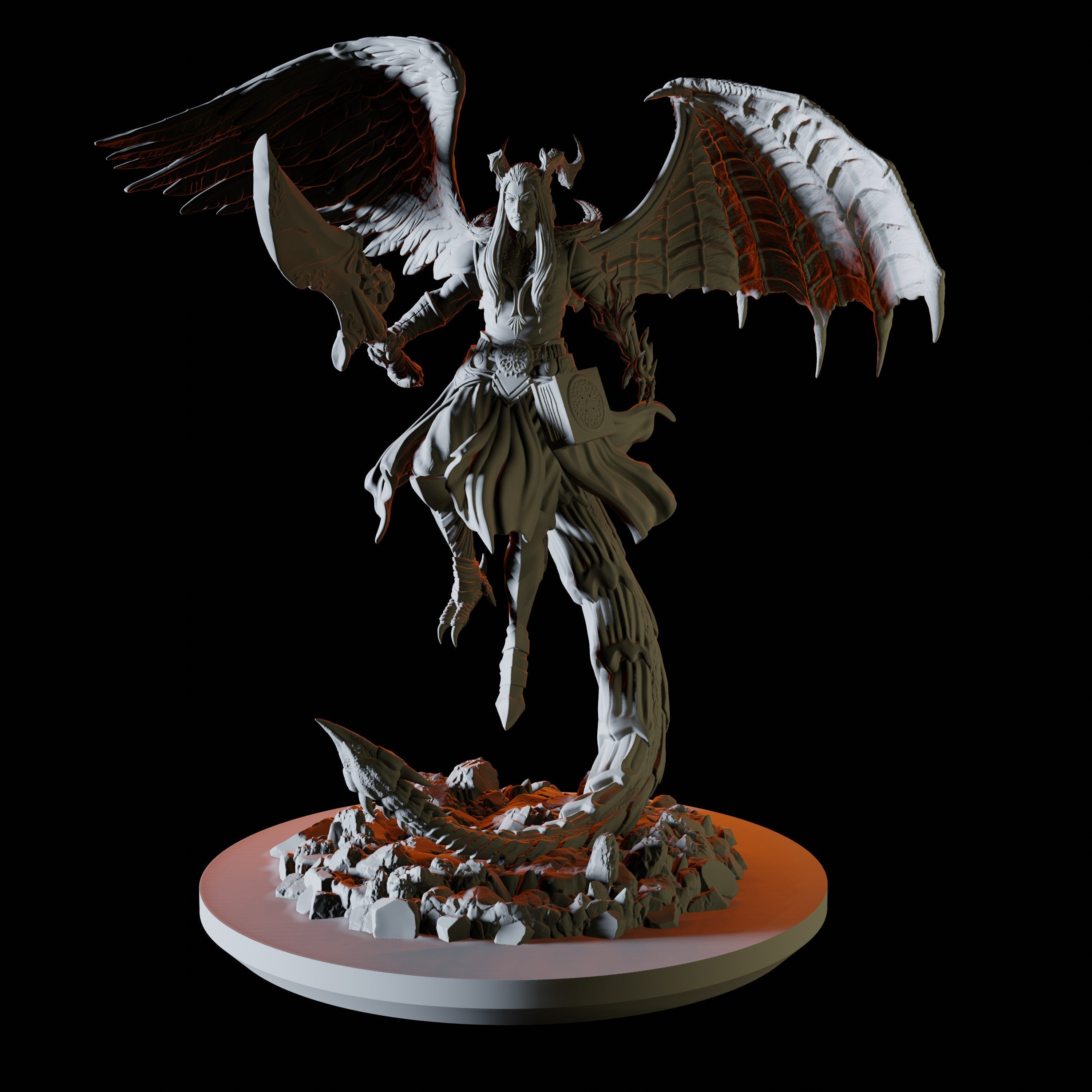 Half Angel Half Demon Celestial Miniature for Dungeons and Dragons - Myth Forged