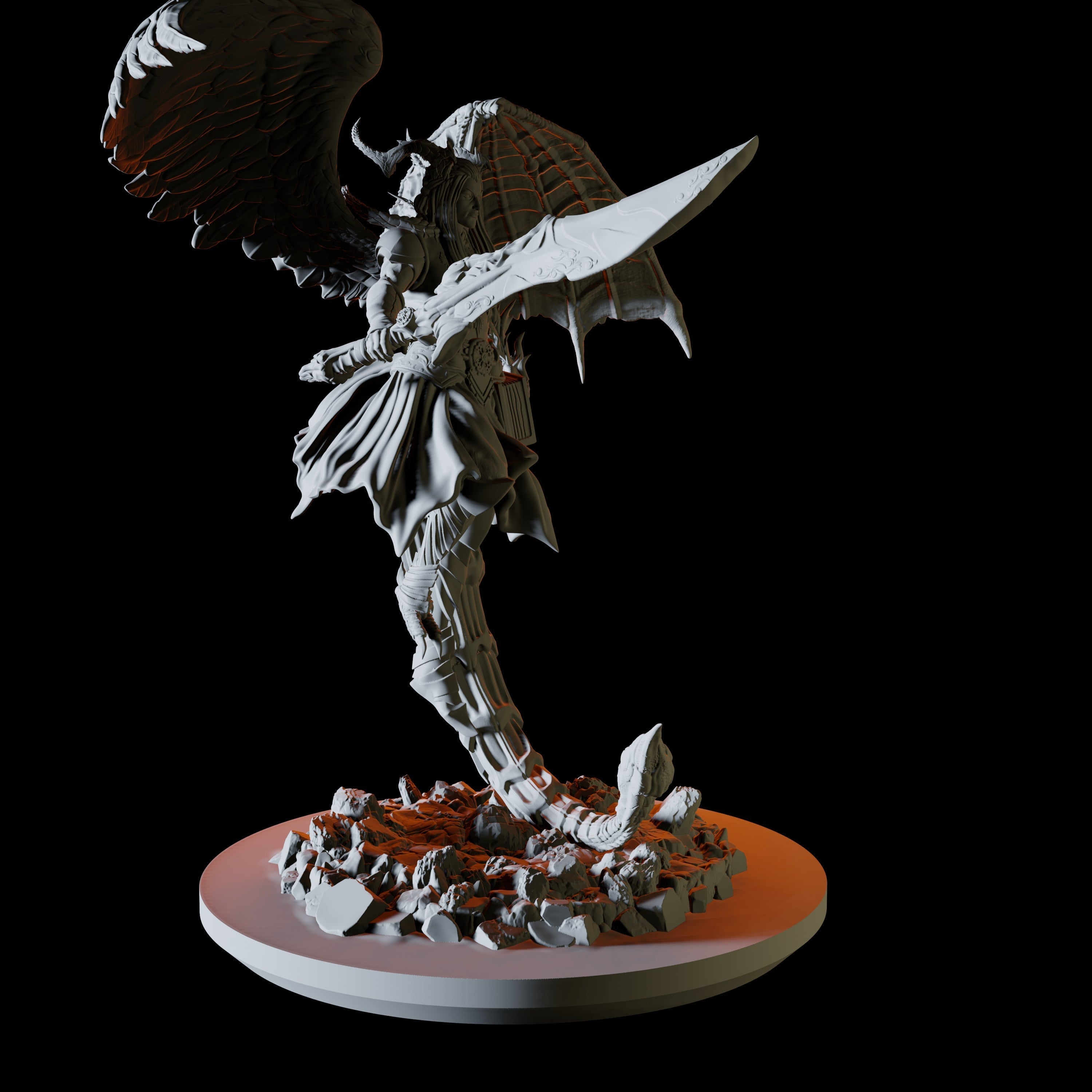 Half Angel Half Demon Celestial Miniature for Dungeons and Dragons - Myth Forged