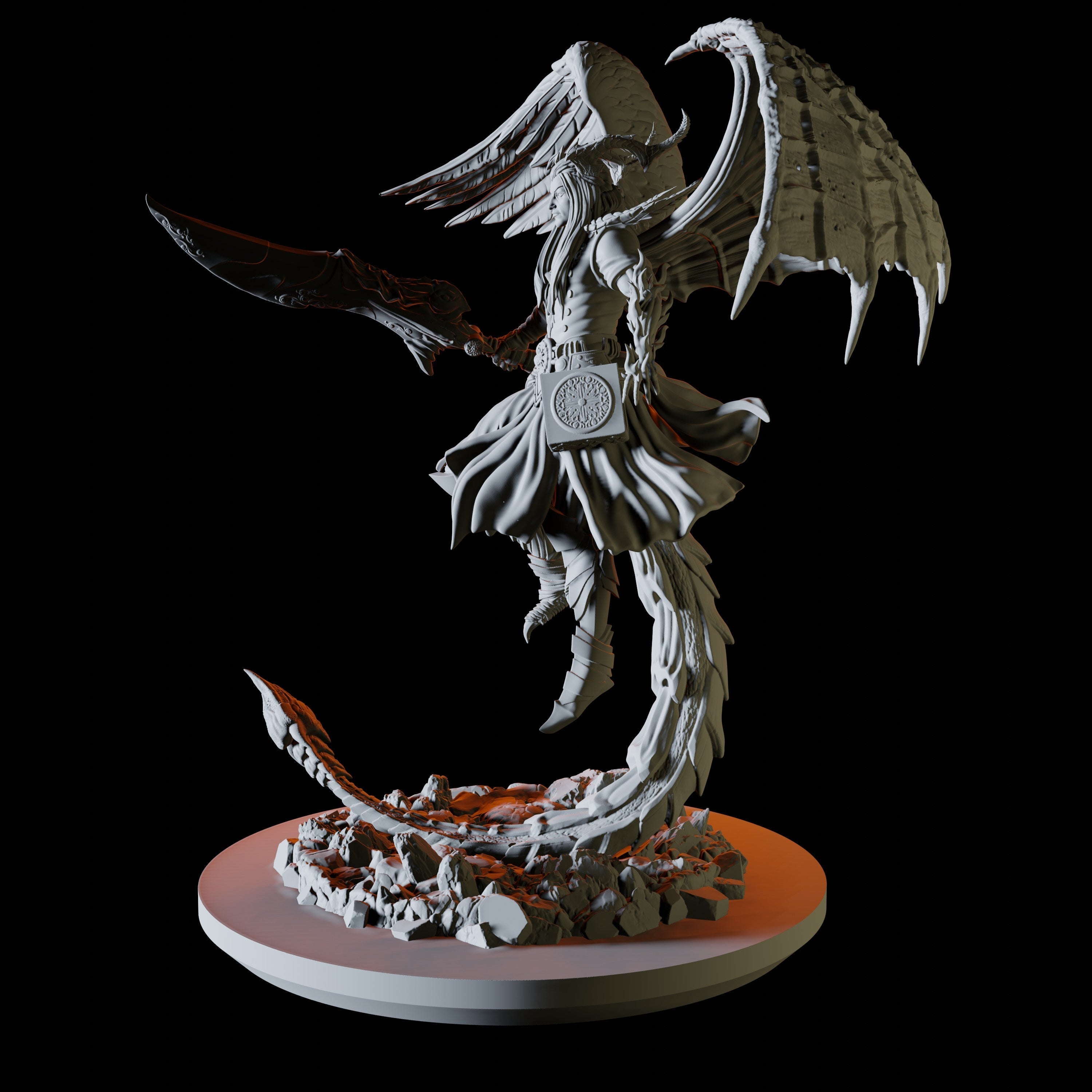 Half Angel Half Demon Celestial Miniature for Dungeons and Dragons - Myth Forged