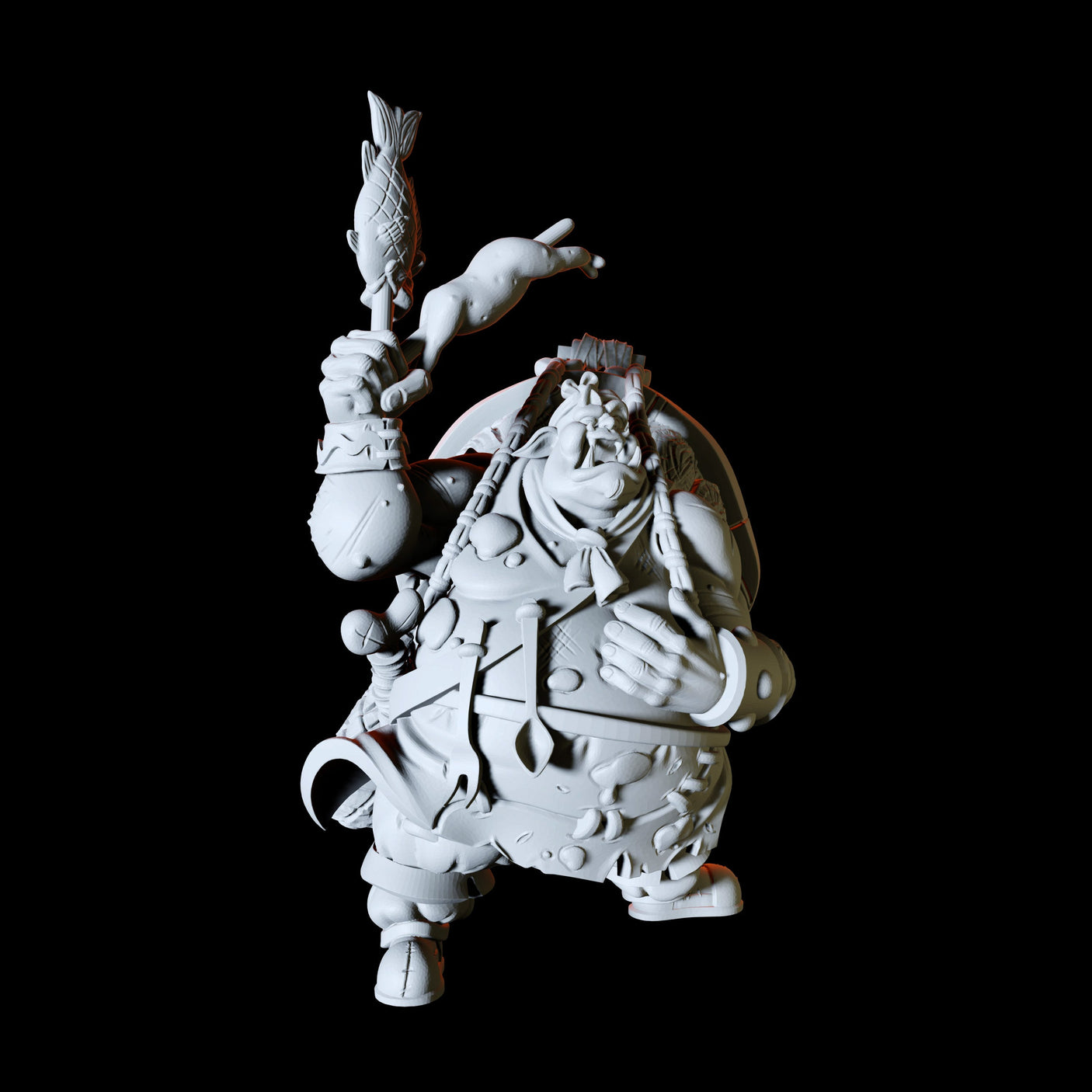 Half Orc Chef Miniature for Dungeons and Dragons, Pathfinder or other TTRPGs