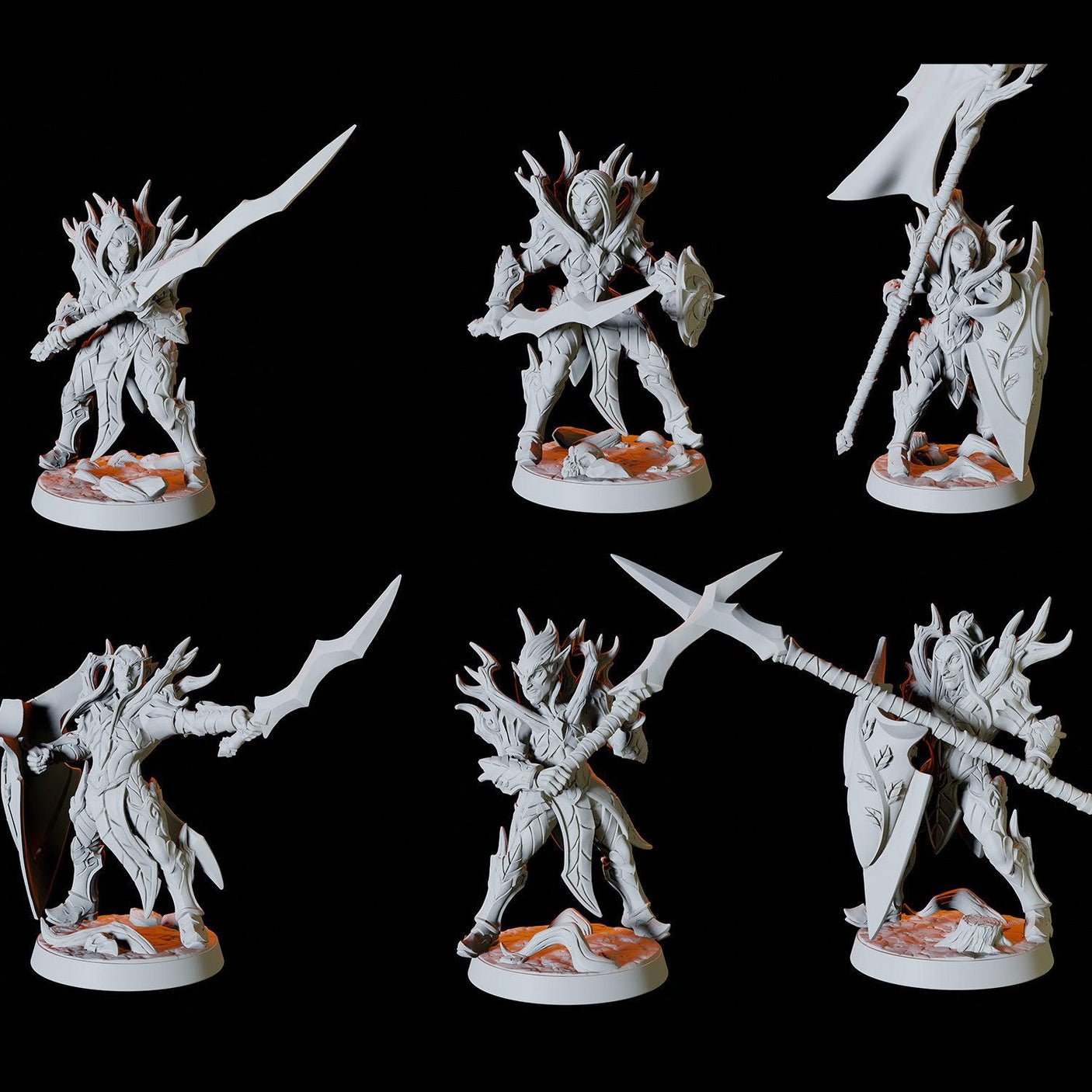 High Elf Army - Six Soldiers Miniature for Dungeons and Dragons, Pathfinder or other TTRPGs