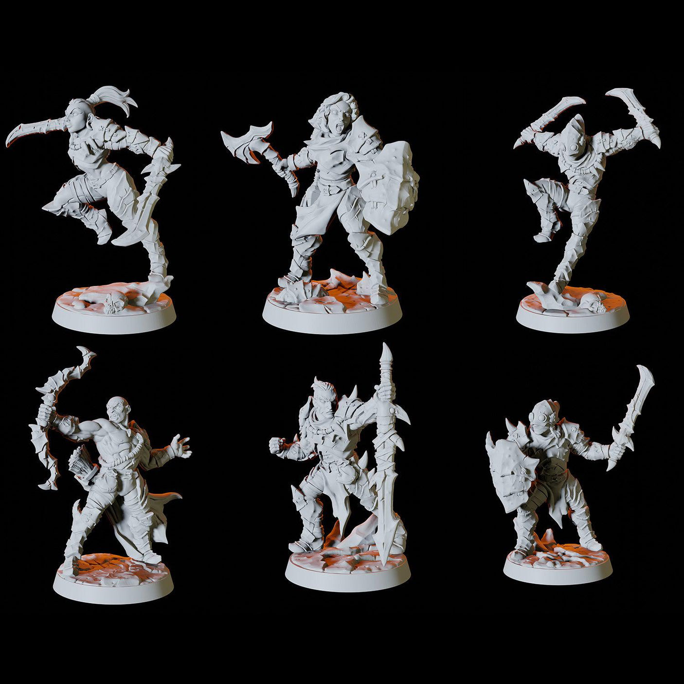 Human Bandit Army - Six Bandits Miniature for Dungeons and Dragons, Pathfinder or other TTRPGs