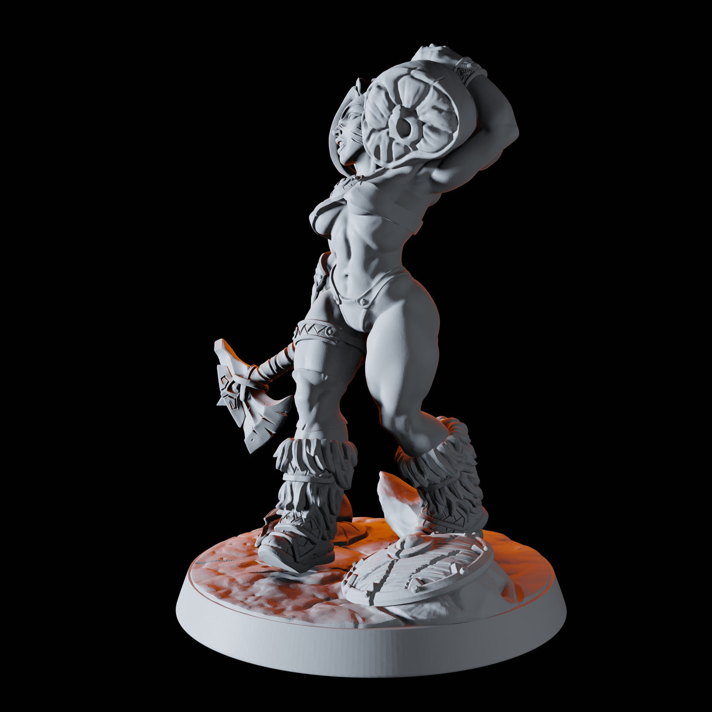 Human Barbarian Pinup Miniature for Dungeons and Dragons, Pathfinder or other TTRPGs