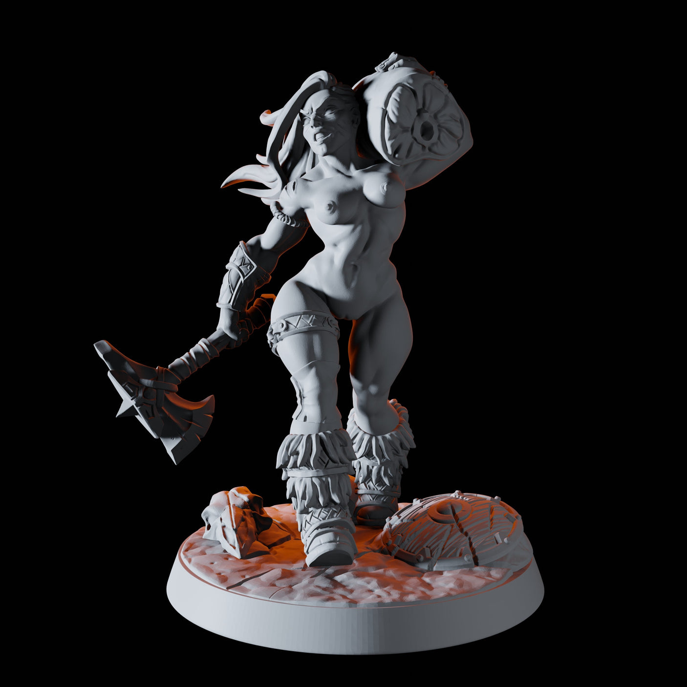 Human Barbarian Pinup Miniature for Dungeons and Dragons, Pathfinder or other TTRPGs