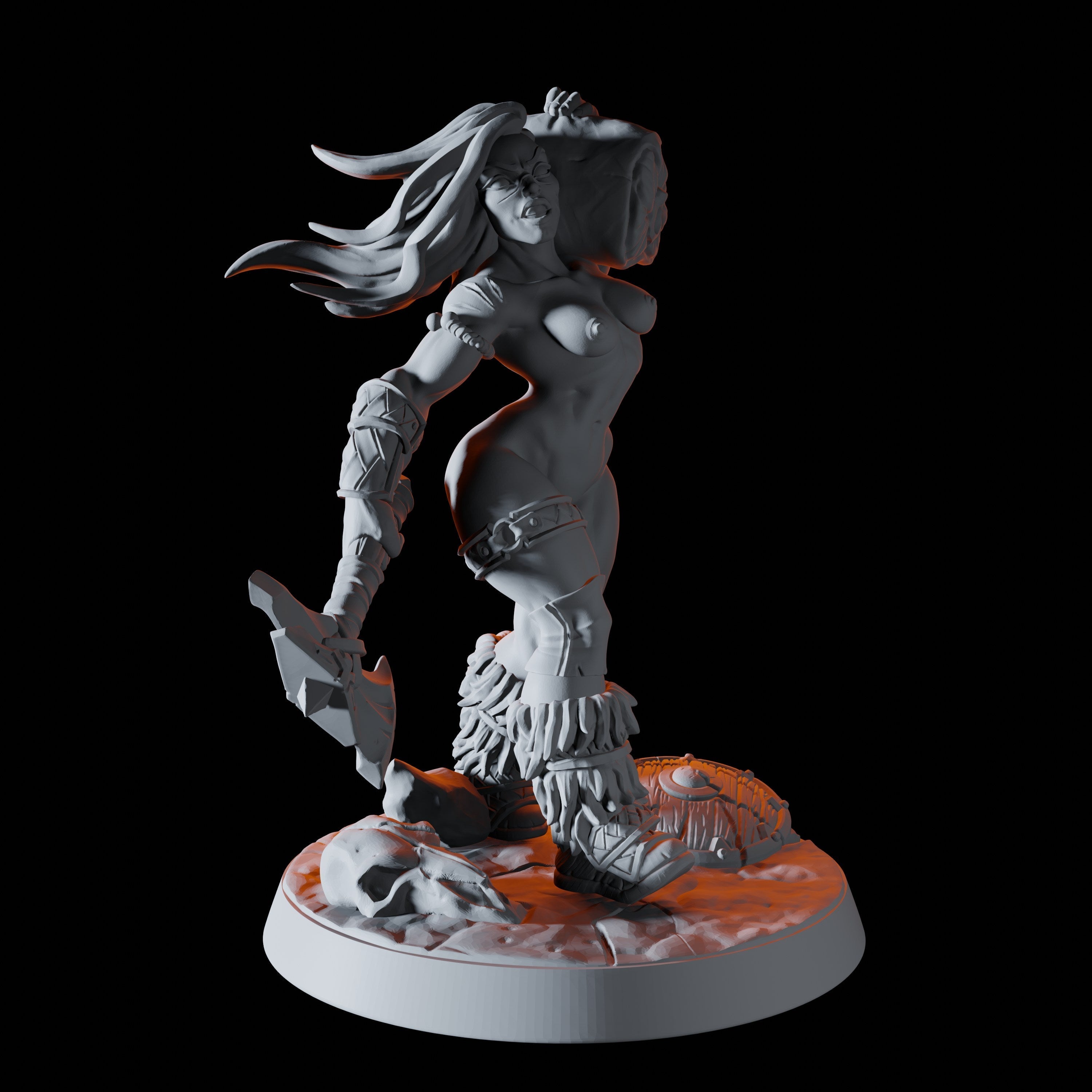 Human Barbarian Pinup Miniature for Dungeons and Dragons - Myth Forged