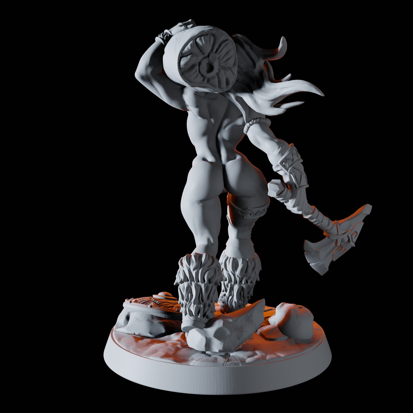 Human Barbarian Pinup Miniature for Dungeons and Dragons, Pathfinder or other TTRPGs