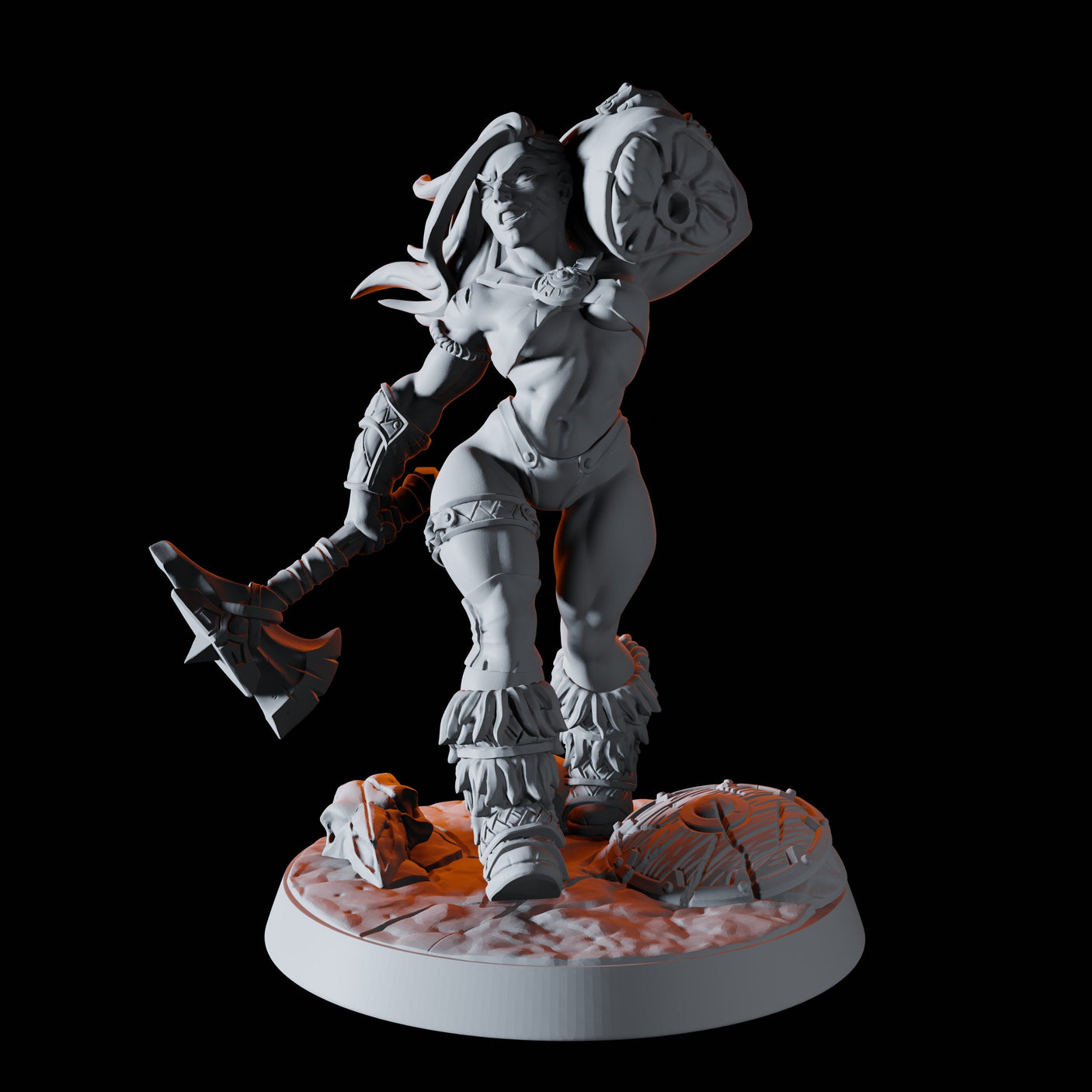 Human Barbarian Pinup Miniature for Dungeons and Dragons, Pathfinder or other TTRPGs