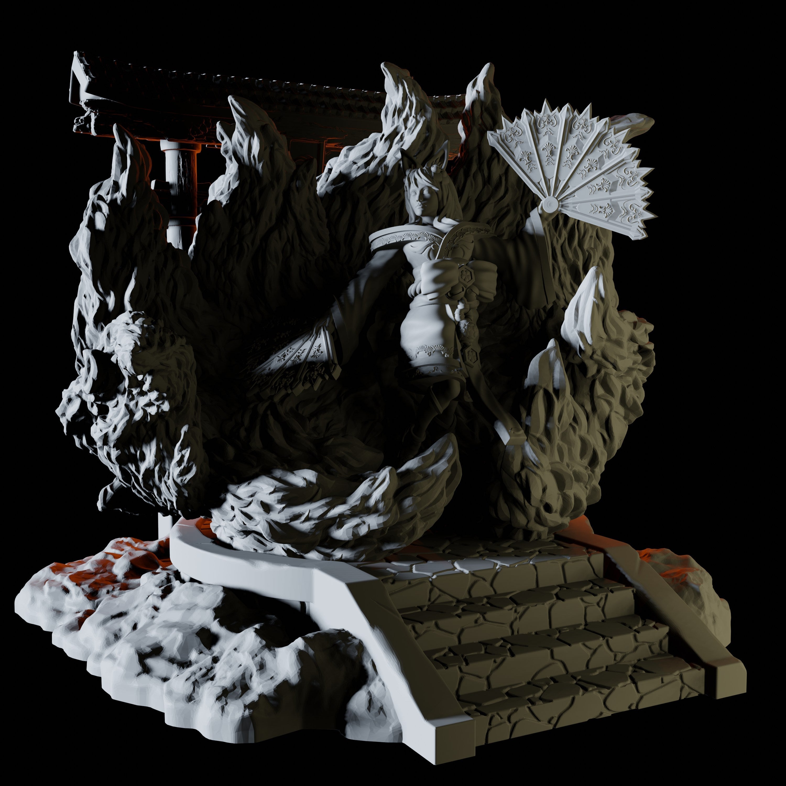 Kitsune Sorcerer Miniature for Dungeons and Dragons - Myth Forged